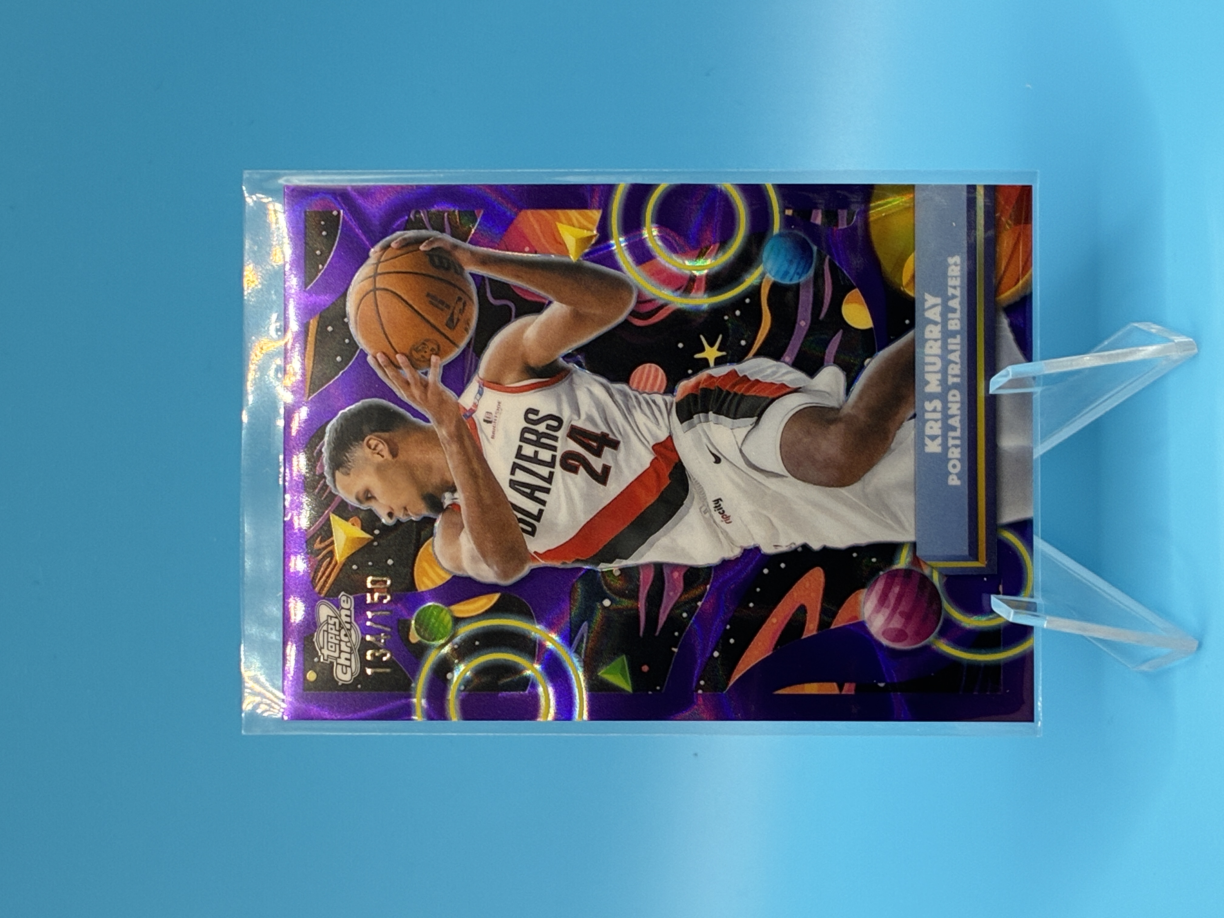 2025/2026 Topps Chrome Cosmic Kris Murray Purple 134/150 #16 Portland Trail Blazers – Vorderseite