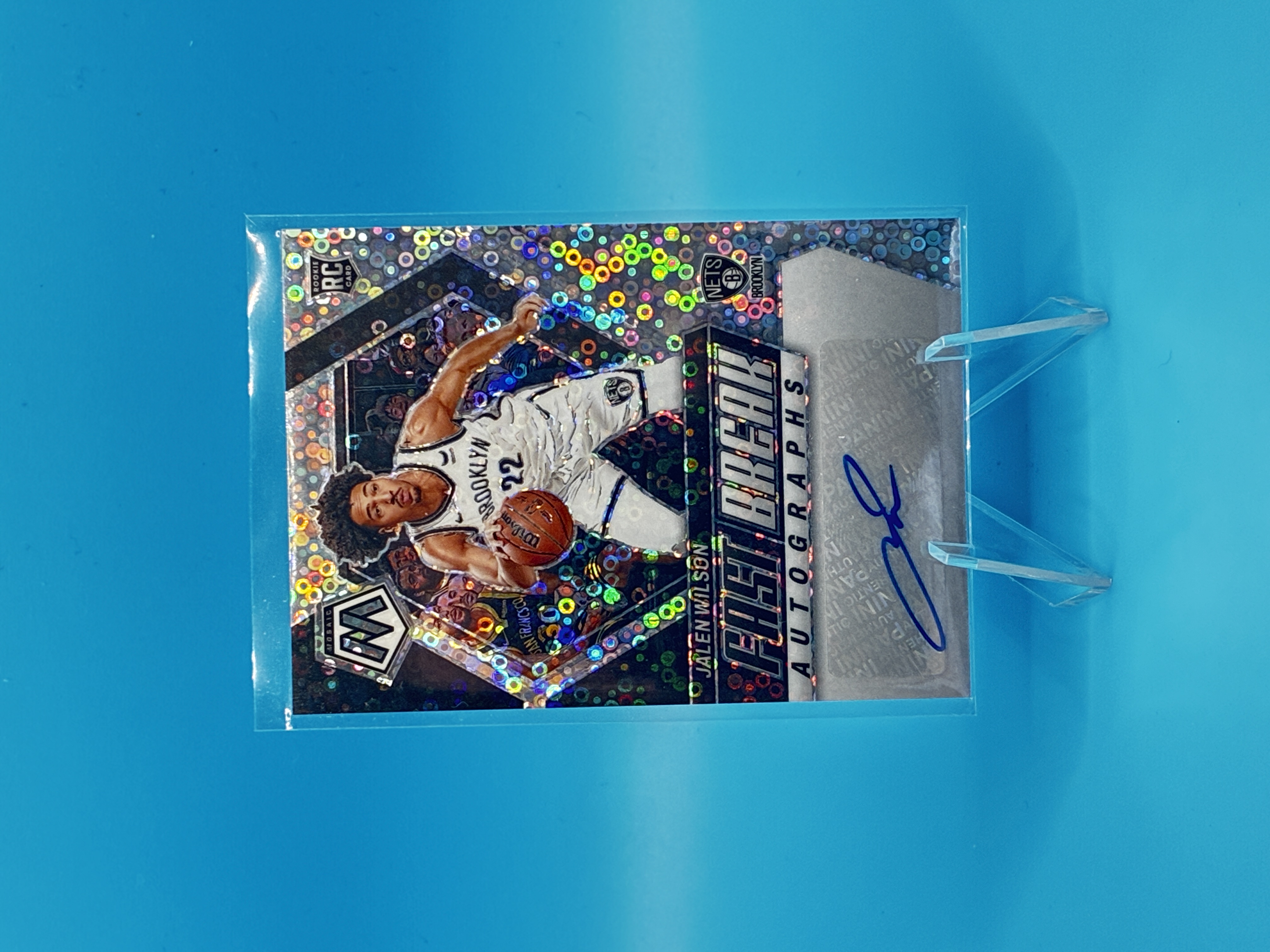 2023/2024 Panini Mosaic Jalen Wilson Fast Break Autographs #FB-JLE Brooklyn Nets – Vorderseite