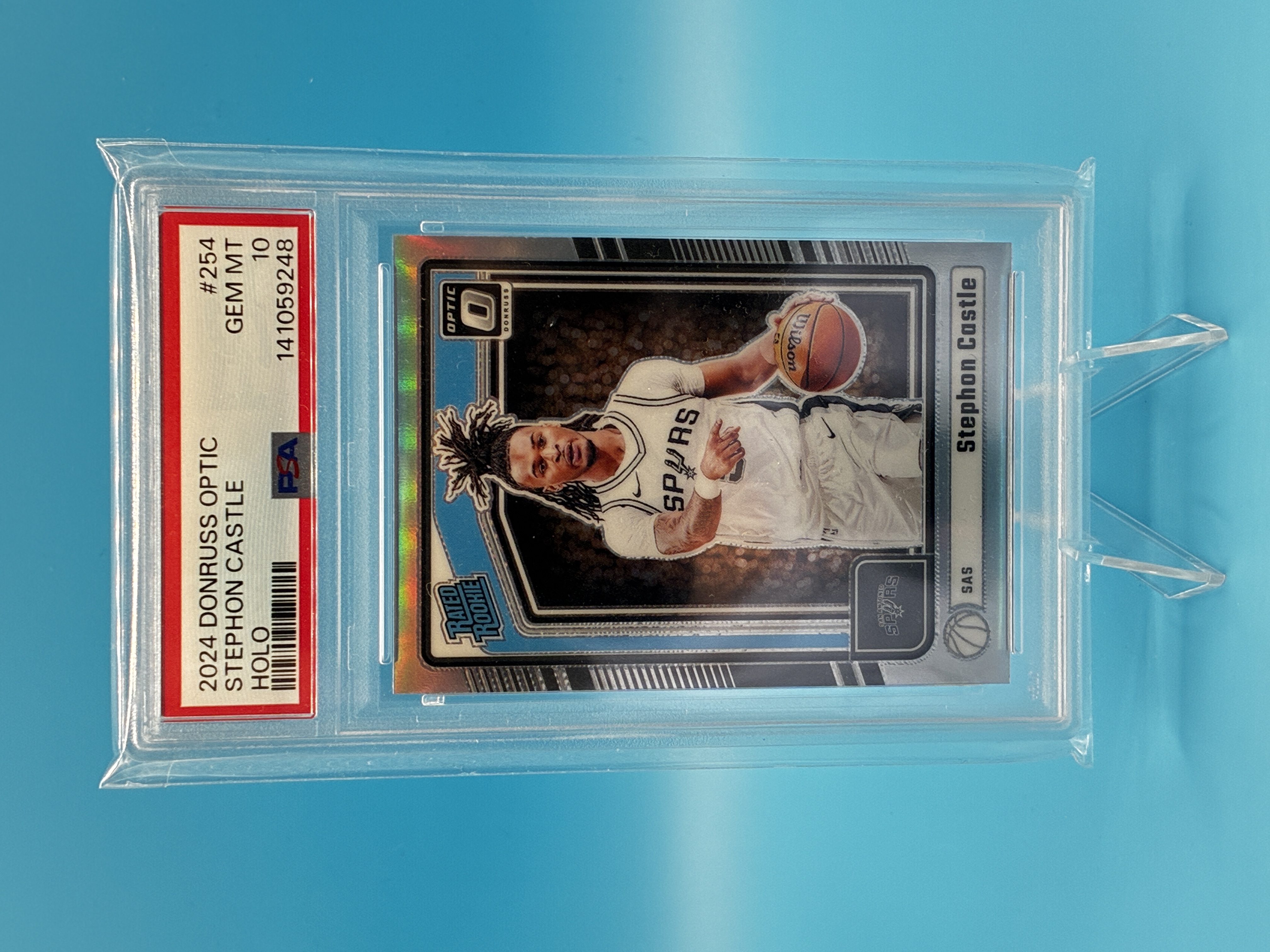 2024/2025 Panini Donruss Optic Stephon Castle Holo #254 San Antonio Spurs – Vorderseite