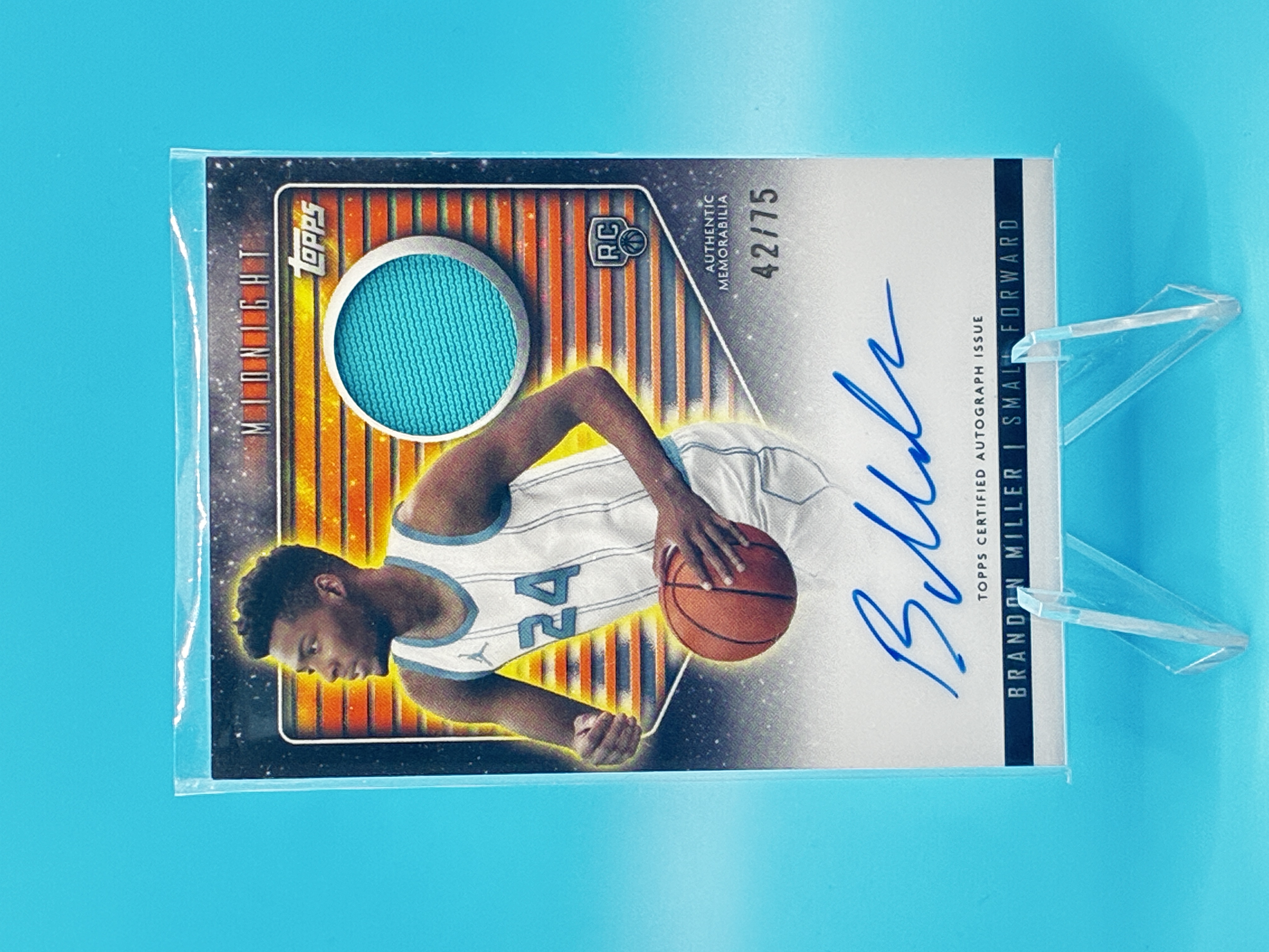 2024 Topps Midnight Brandon Miller Rookie Jersey Autograph Card 42/75 #RJA-BM – Vorderseite