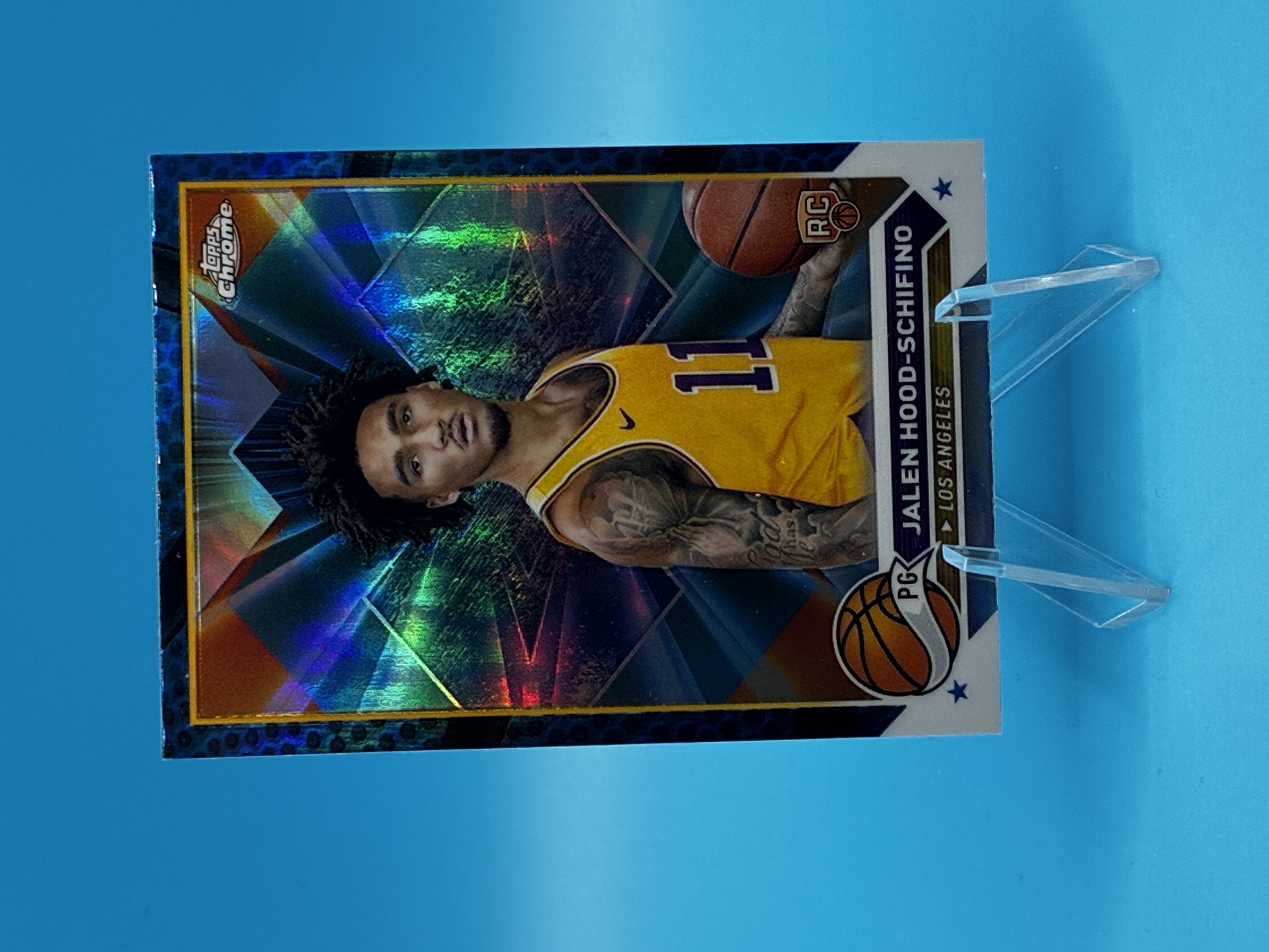 2023/2024 Topps Chrome Jalen Hood-Schifino Blue Refractor #35 Los Angeles Lakers – Vorderseite