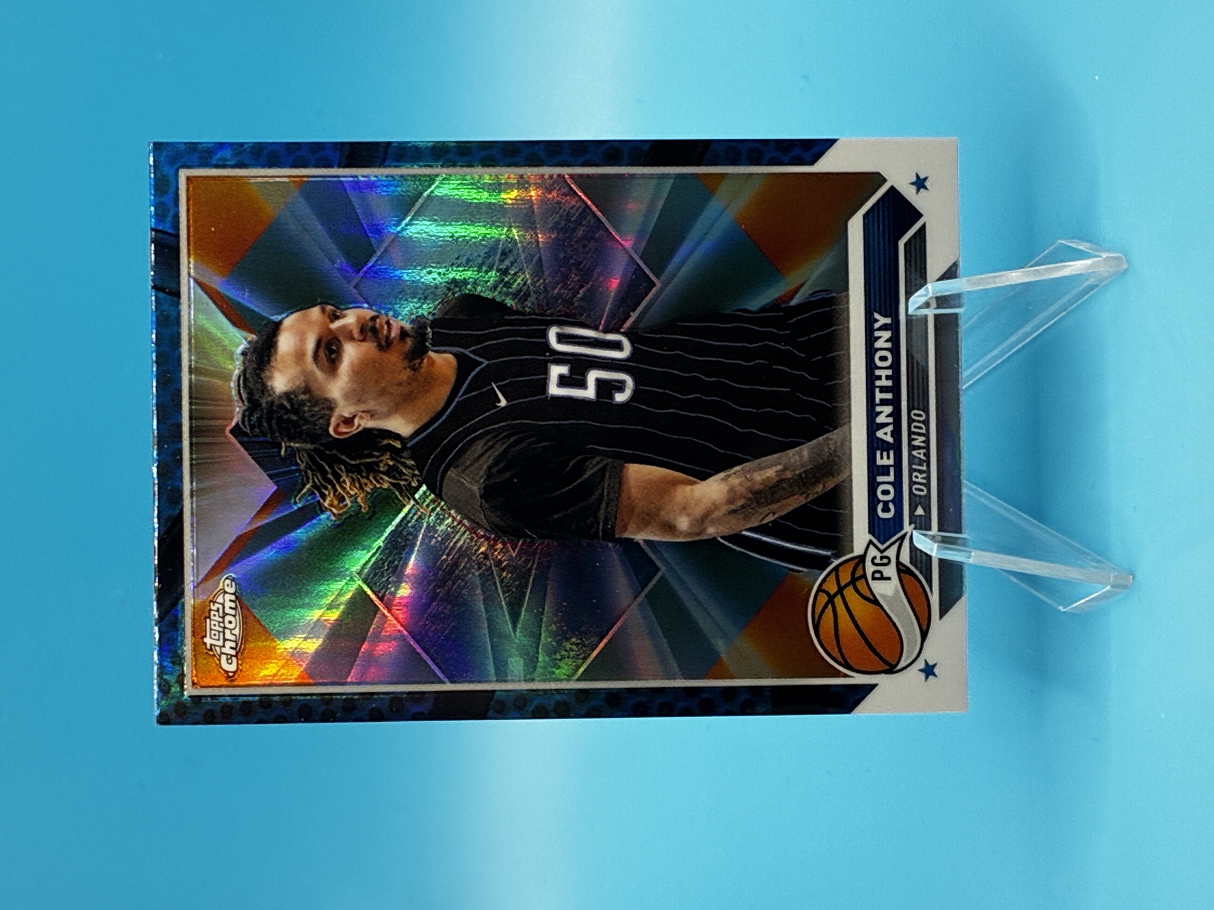 2023/2024 Topps Chrome Cole Anthony Blue Refractor #62 Orlando Magic – Vorderseite