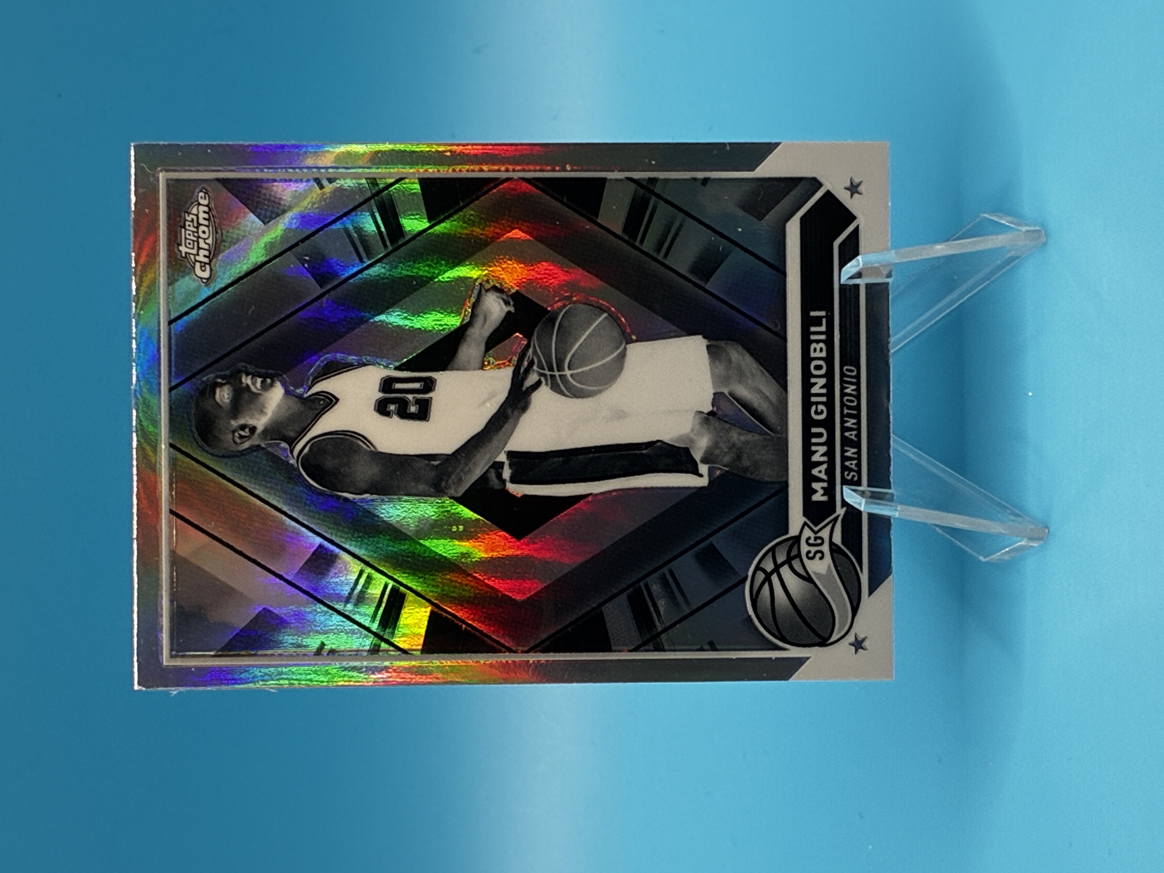 2023/2024 Topps Chrome Manu Ginobili Negative Refractor #162 San Antonio Spurs – Vorderseite