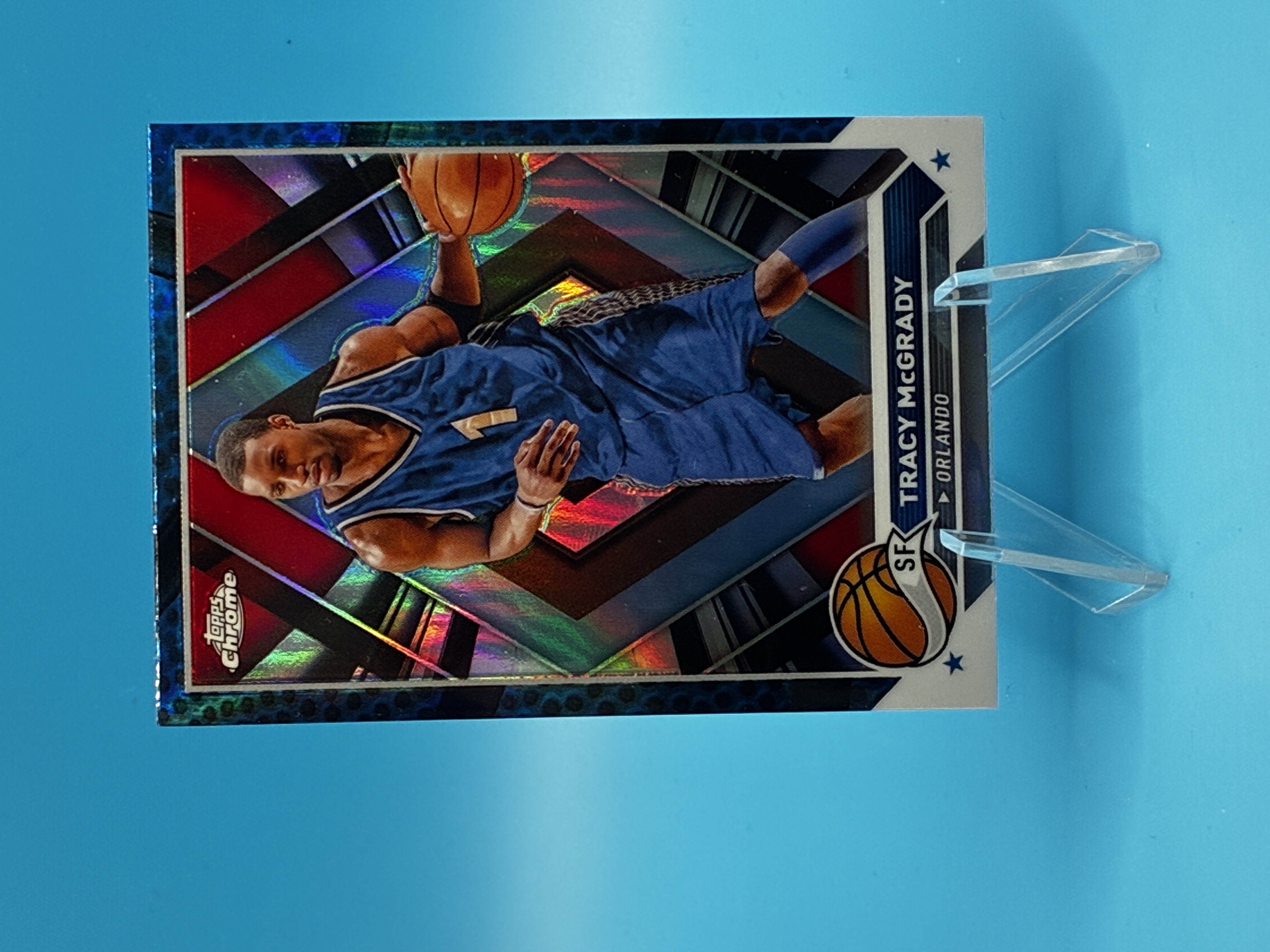 2023/2024 Topps Chrome Tracy McGrady Blue Refractor #24 Orlando Magic – Vorderseite