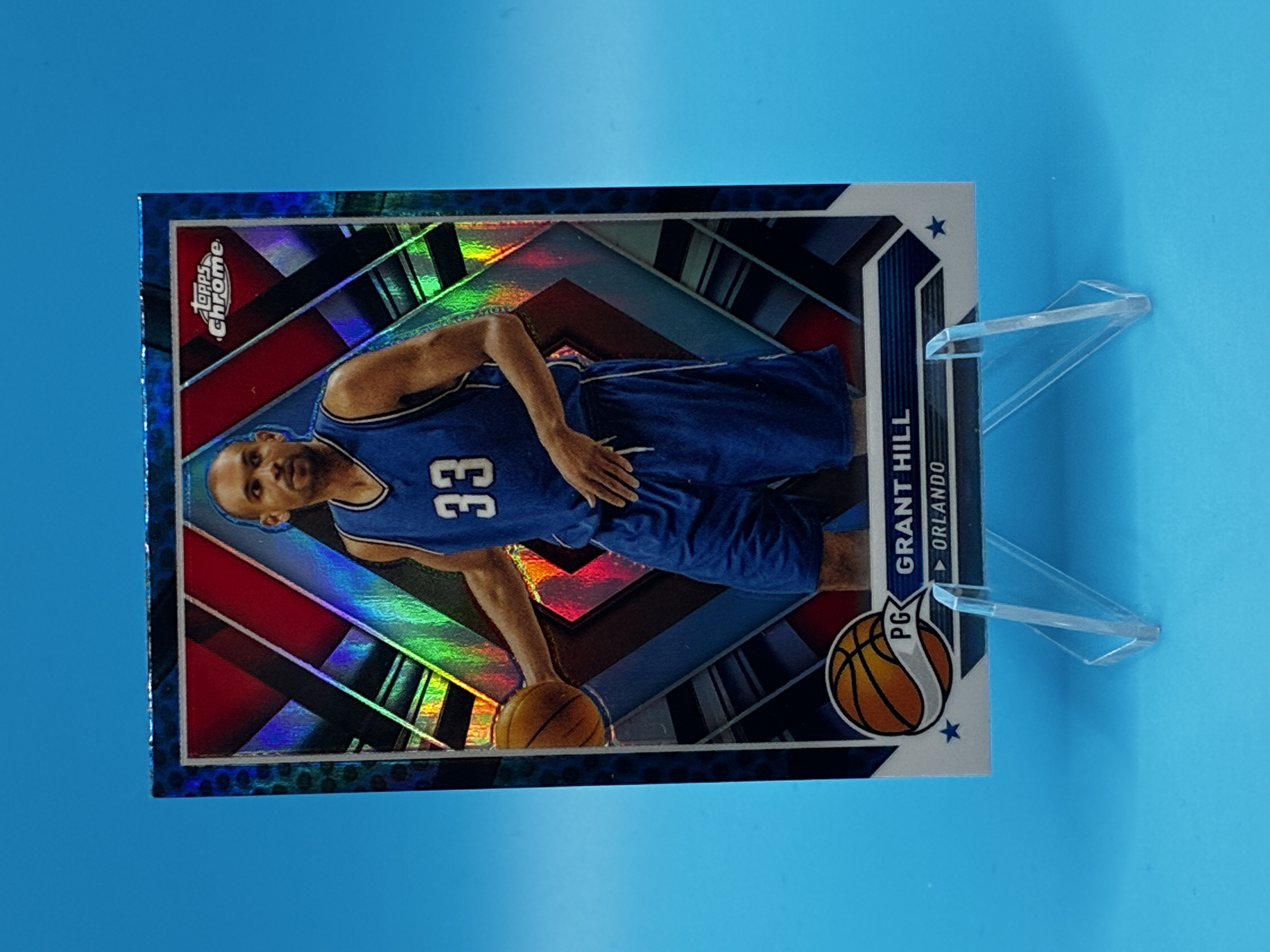 2023/2024 Topps Chrome Grant Hill Blue Refractor #111 Orlando Magic – Vorderseite
