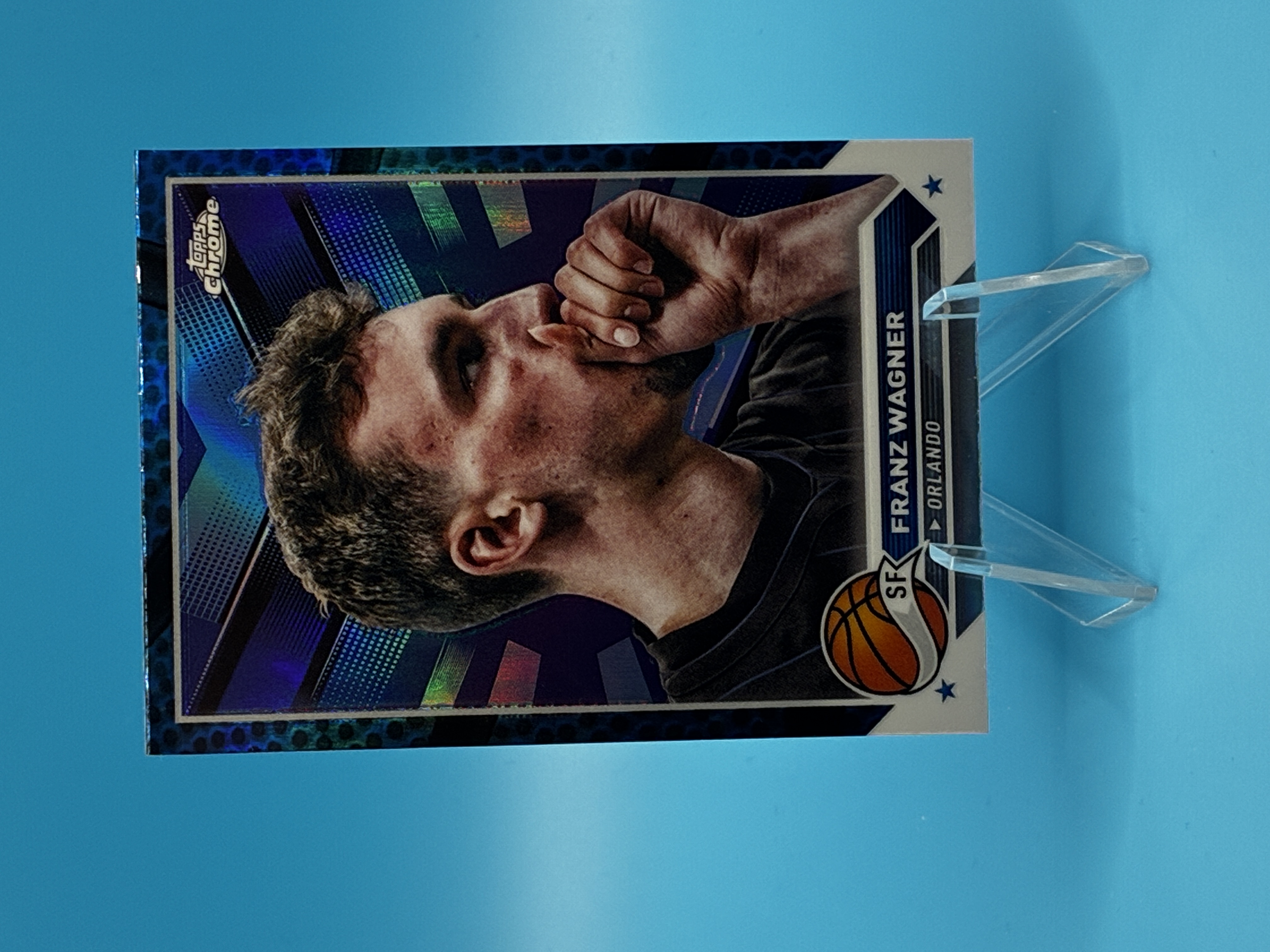 2023/2024 Topps Chrome Franz Wagner Blue Refractor #79 Orlando Magic – Vorderseite