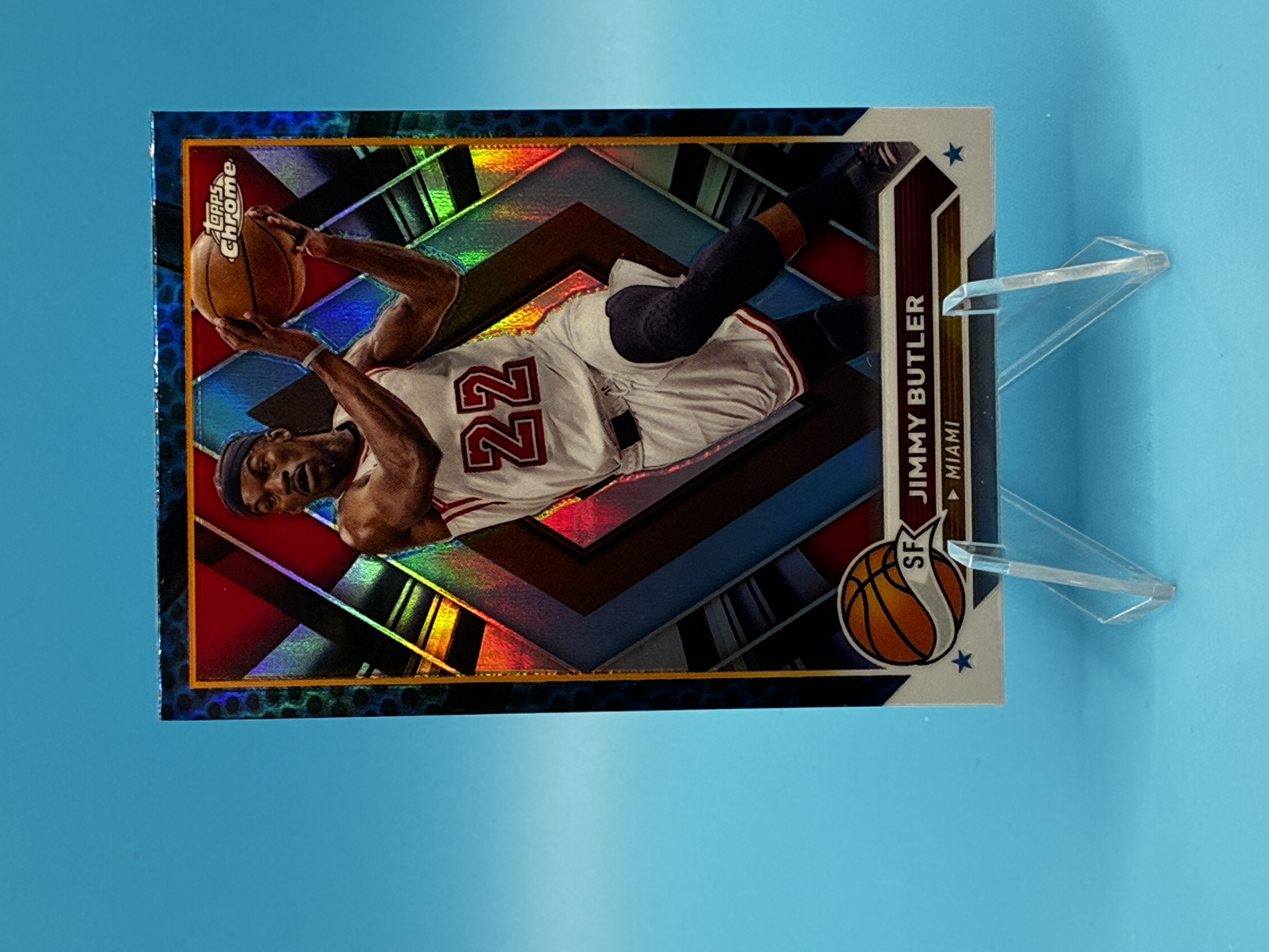 2023/2024 Topps Chrome Jimmy Butler Blue Refractor #21 Miami Heat – Vorderseite