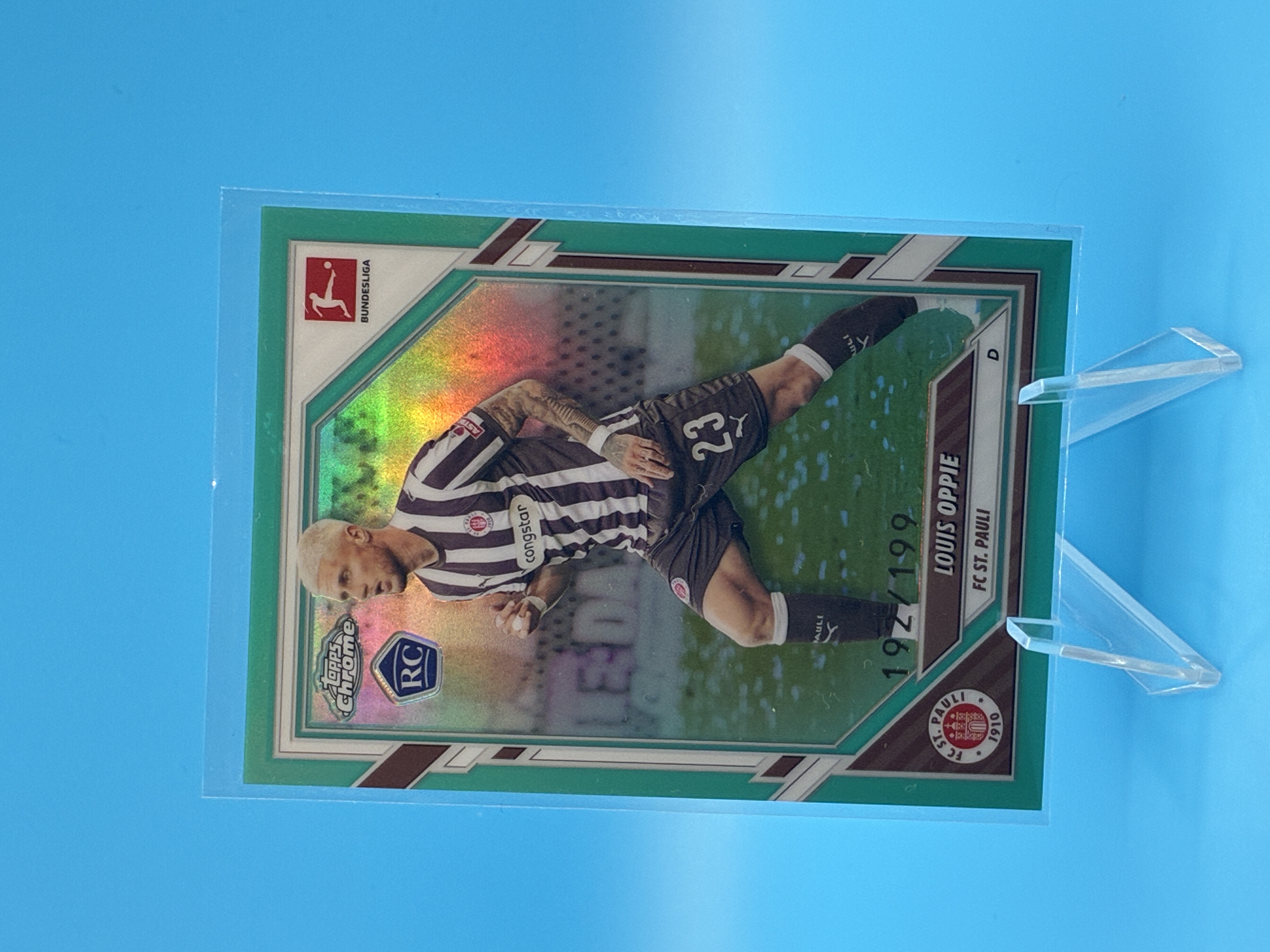 2025/2026 Topps Chrome Louis Oppie Green Refractor 192/199 #87 FC St. Pauli – Vorderseite