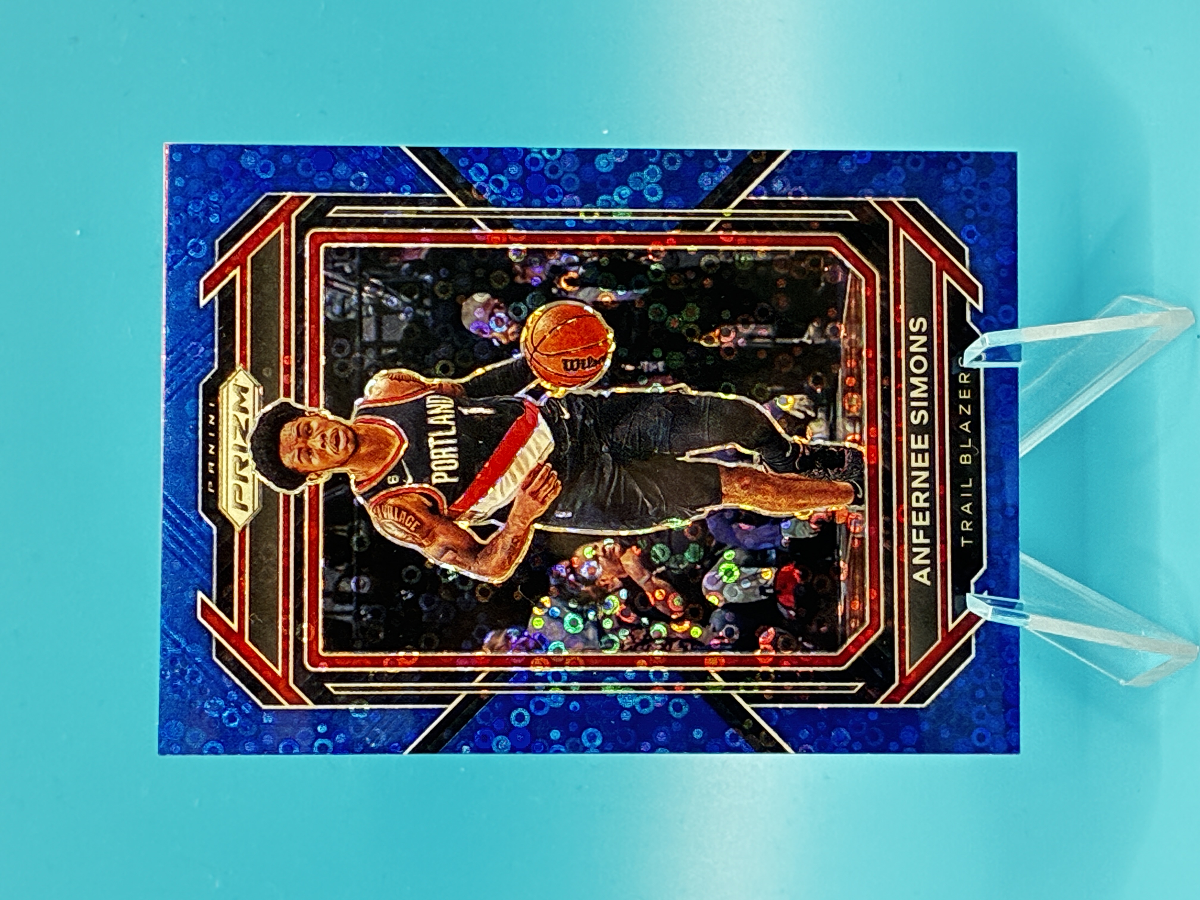 2022/2023 Panini Prizm Anfernee Simons Blue Disco 032/150 #46 Portland Trail Blazers – Vorderseite