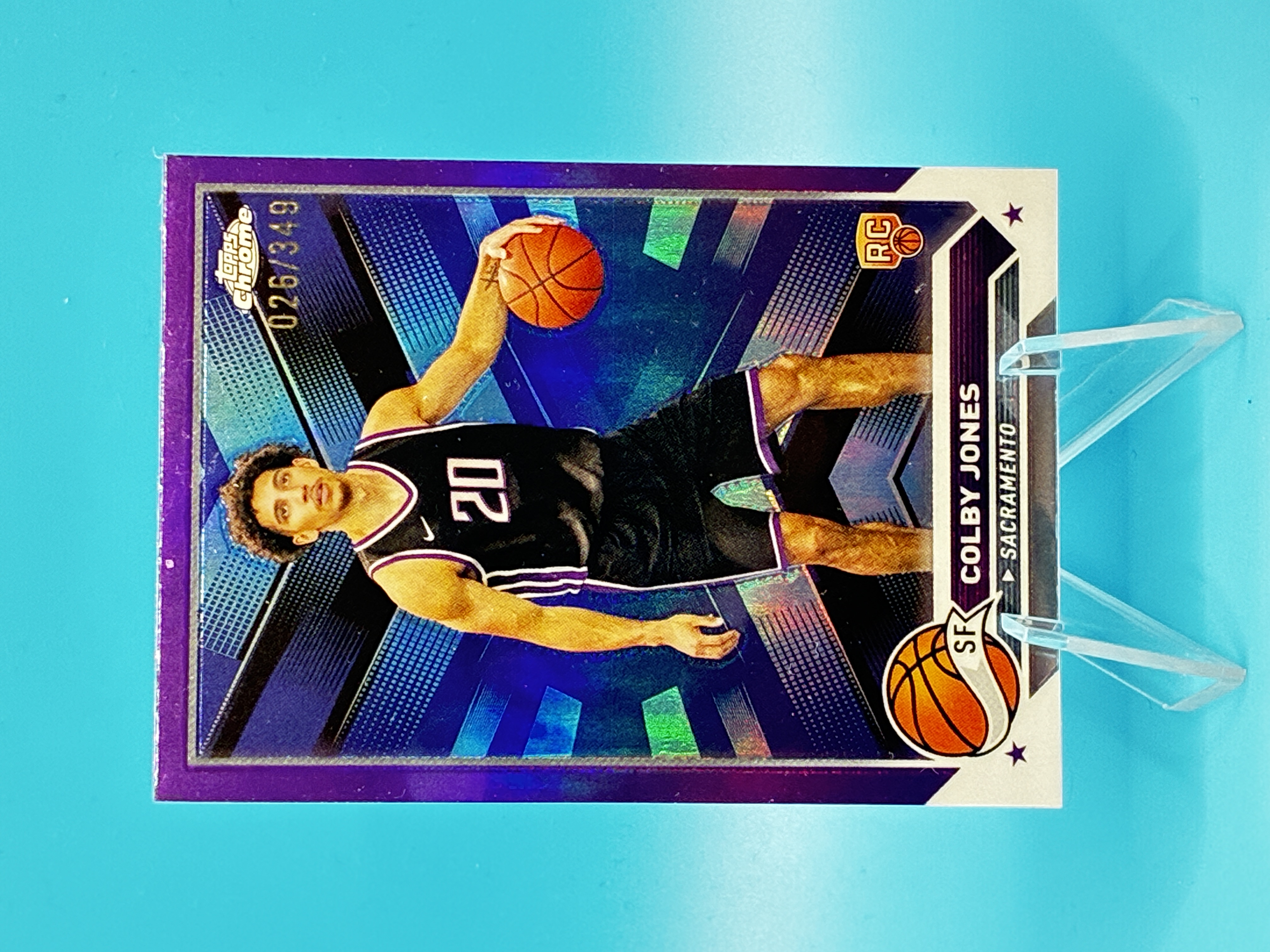 2023/2024 Topps Chrome Colby Jones Purple Refractor 026/349 #91 Sacramento Kings – Vorderseite