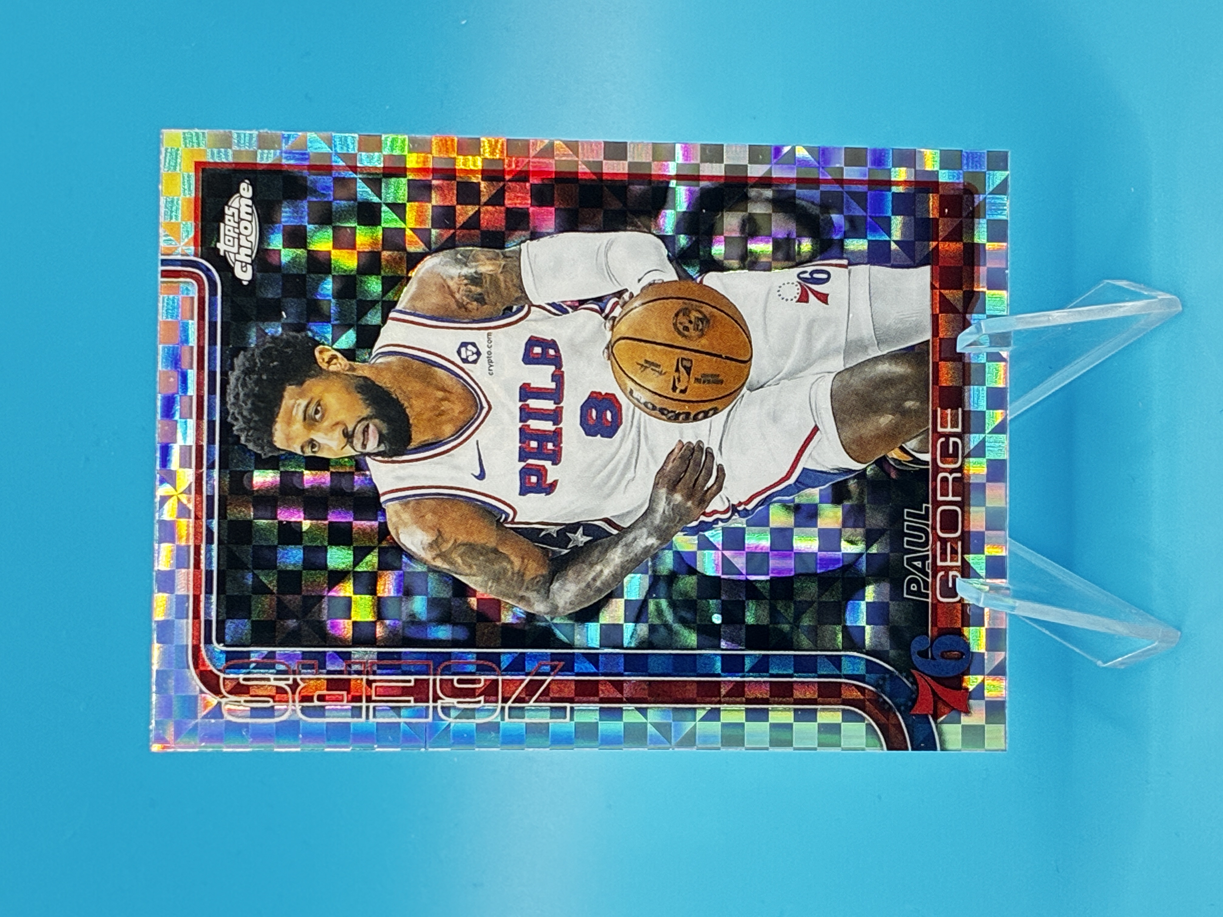 2025/2026 Topps Chrome Paul George X-Fractor #171 Philadelphia 76ers – Vorderseite