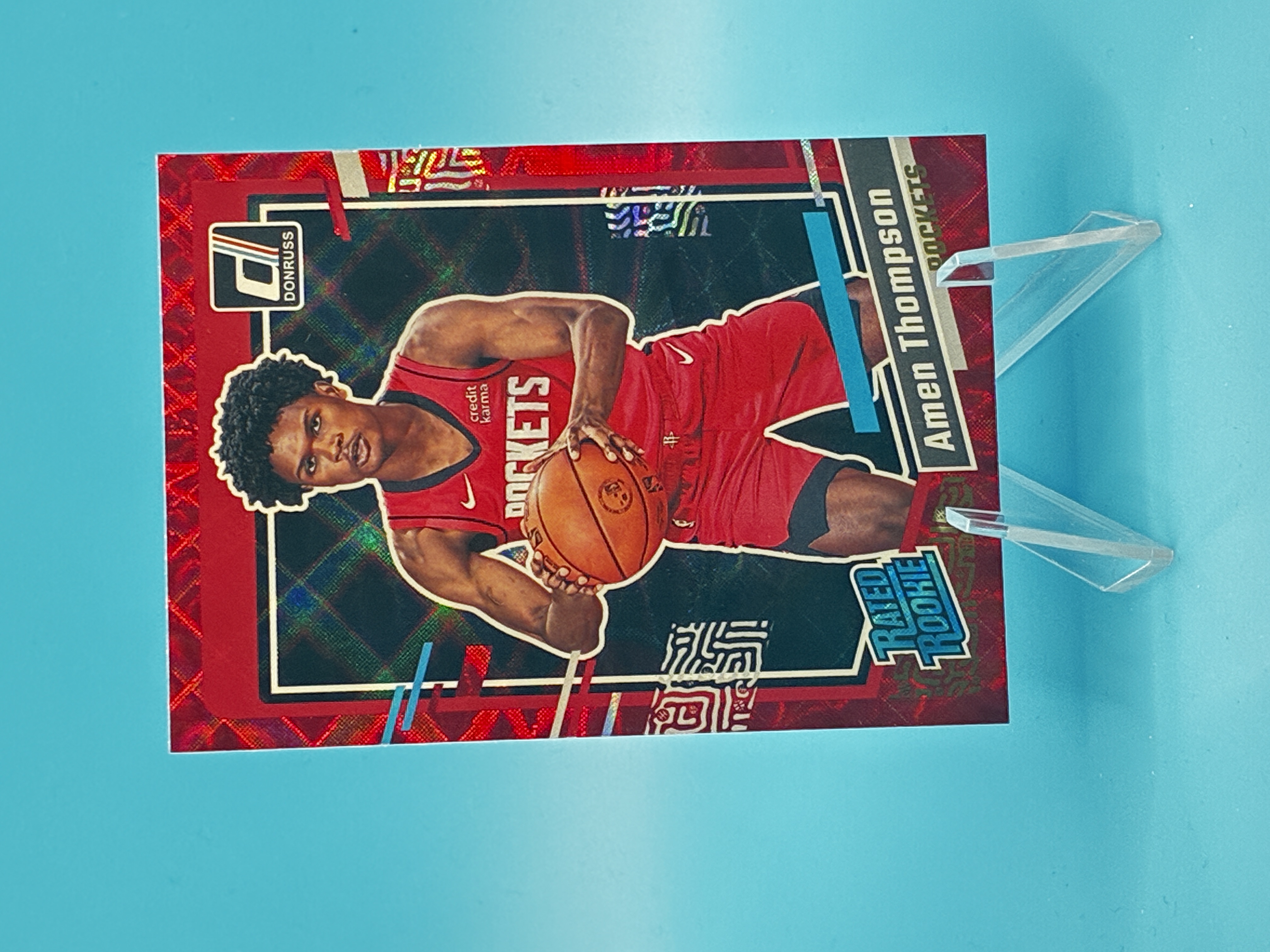 2023/2024 Panini Donruss Amen Thompson Red Laser #206 Houston Rockets – Vorderseite