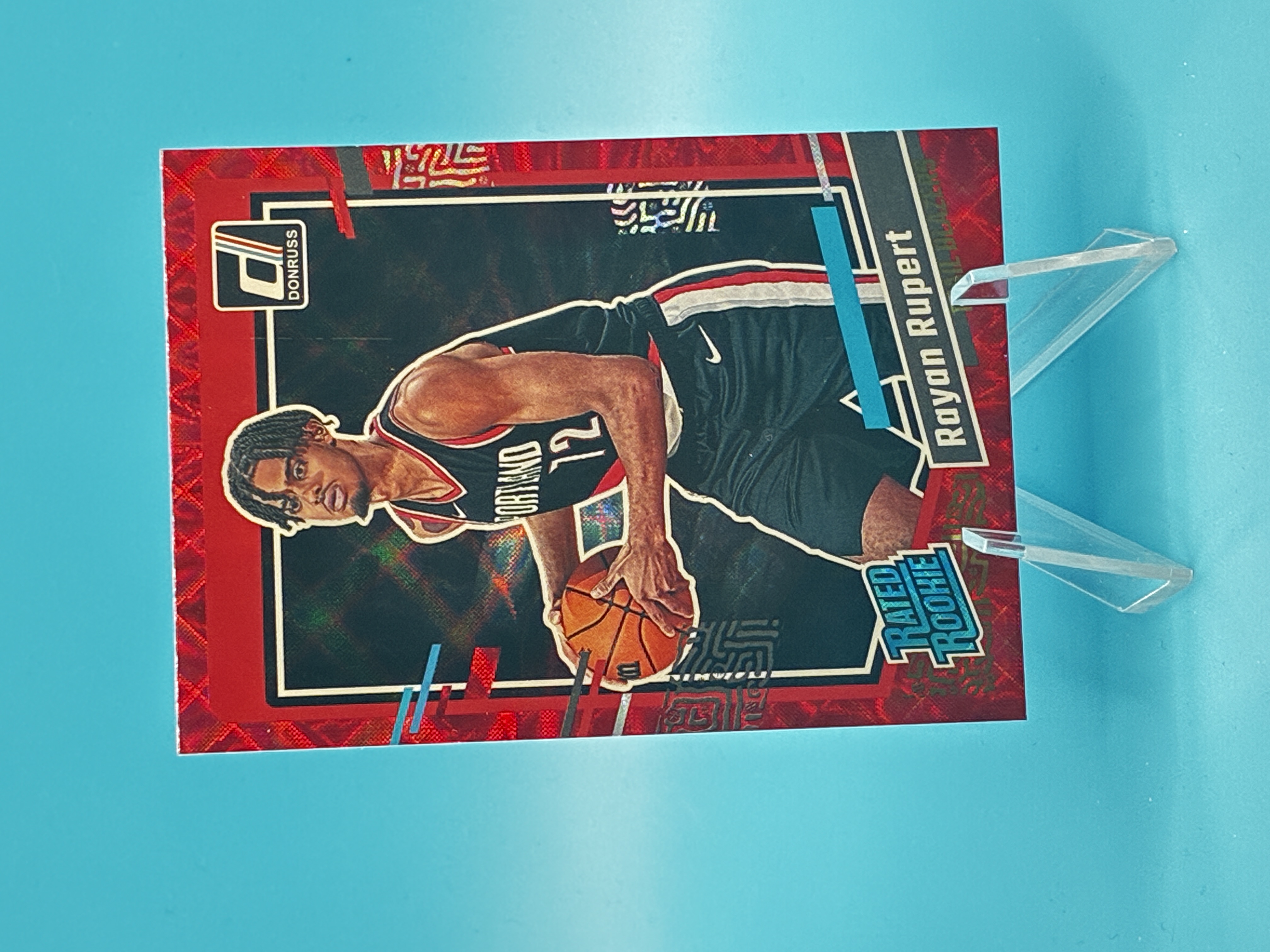 2023/2024 Panini Donruss Rayan Rupert Red Laser Rated Rookie #218 Portland Trail Blazers – Vorderseite