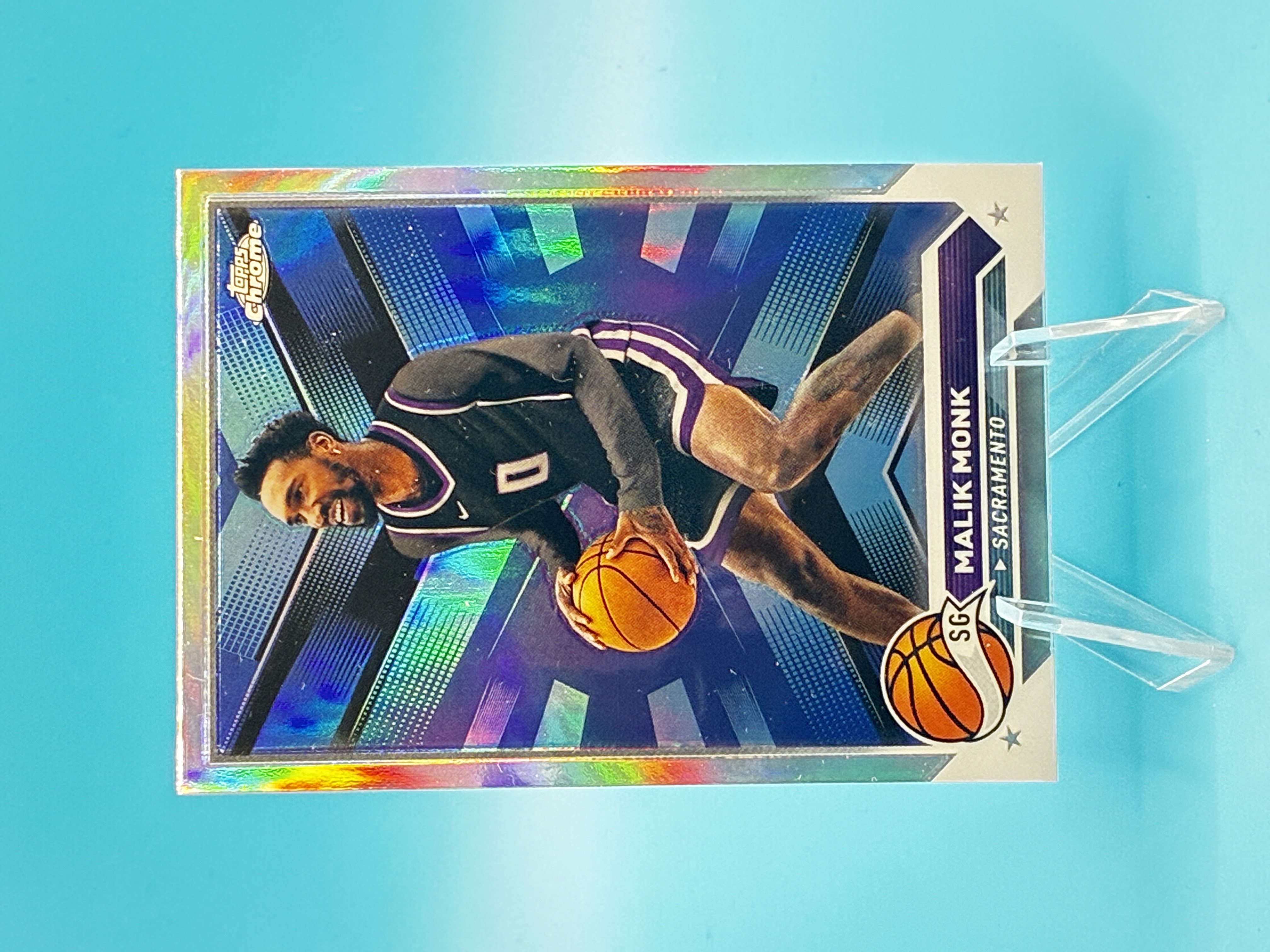 2023/2024 Topps Chrome Malik Monk Refractor #130 Sacramento Kings – Vorderseite
