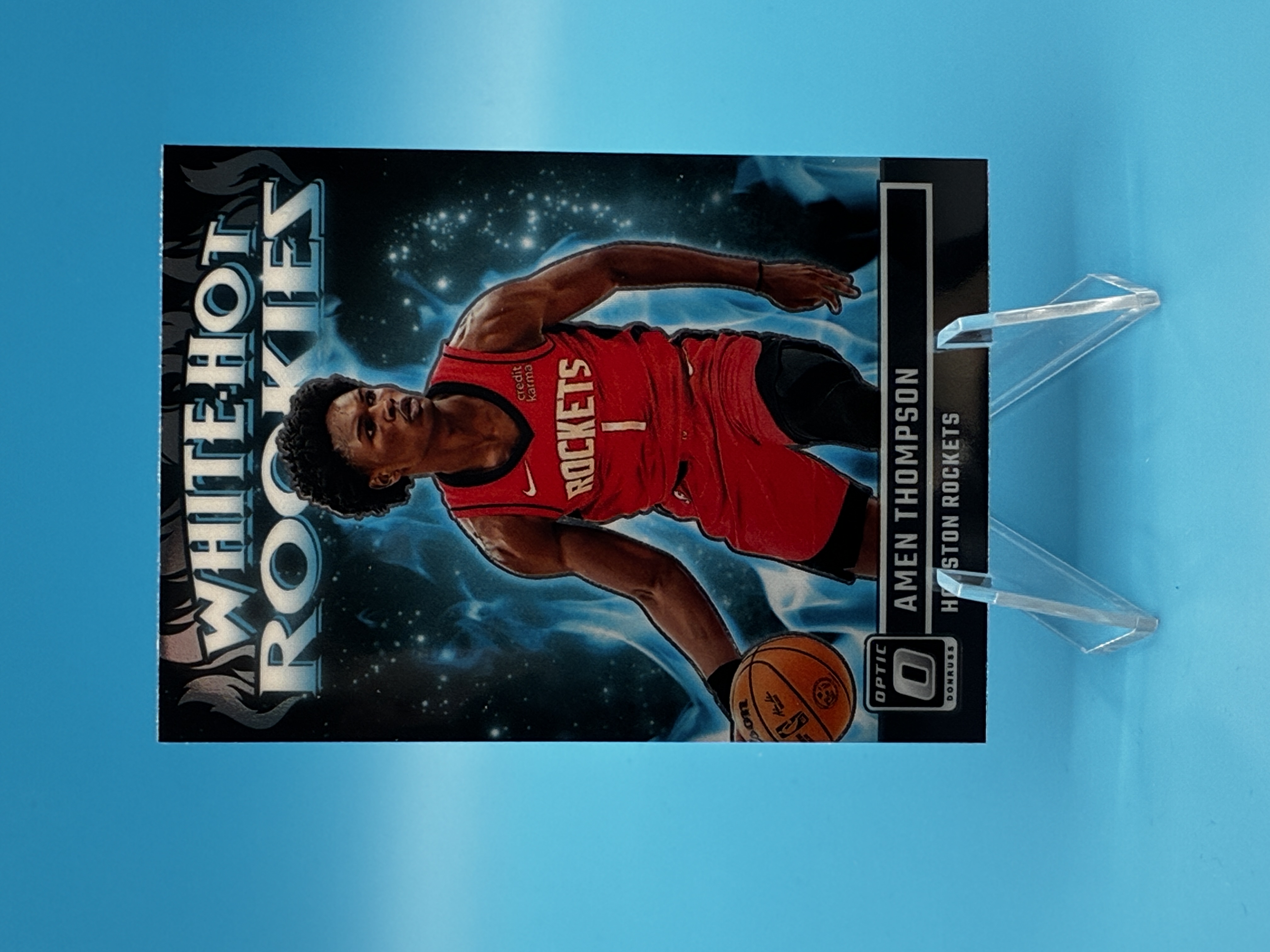 2023/2024 Panini Donruss Optic Amen Thompson White Hot Rookies #9 Houston Rockets – Vorderseite