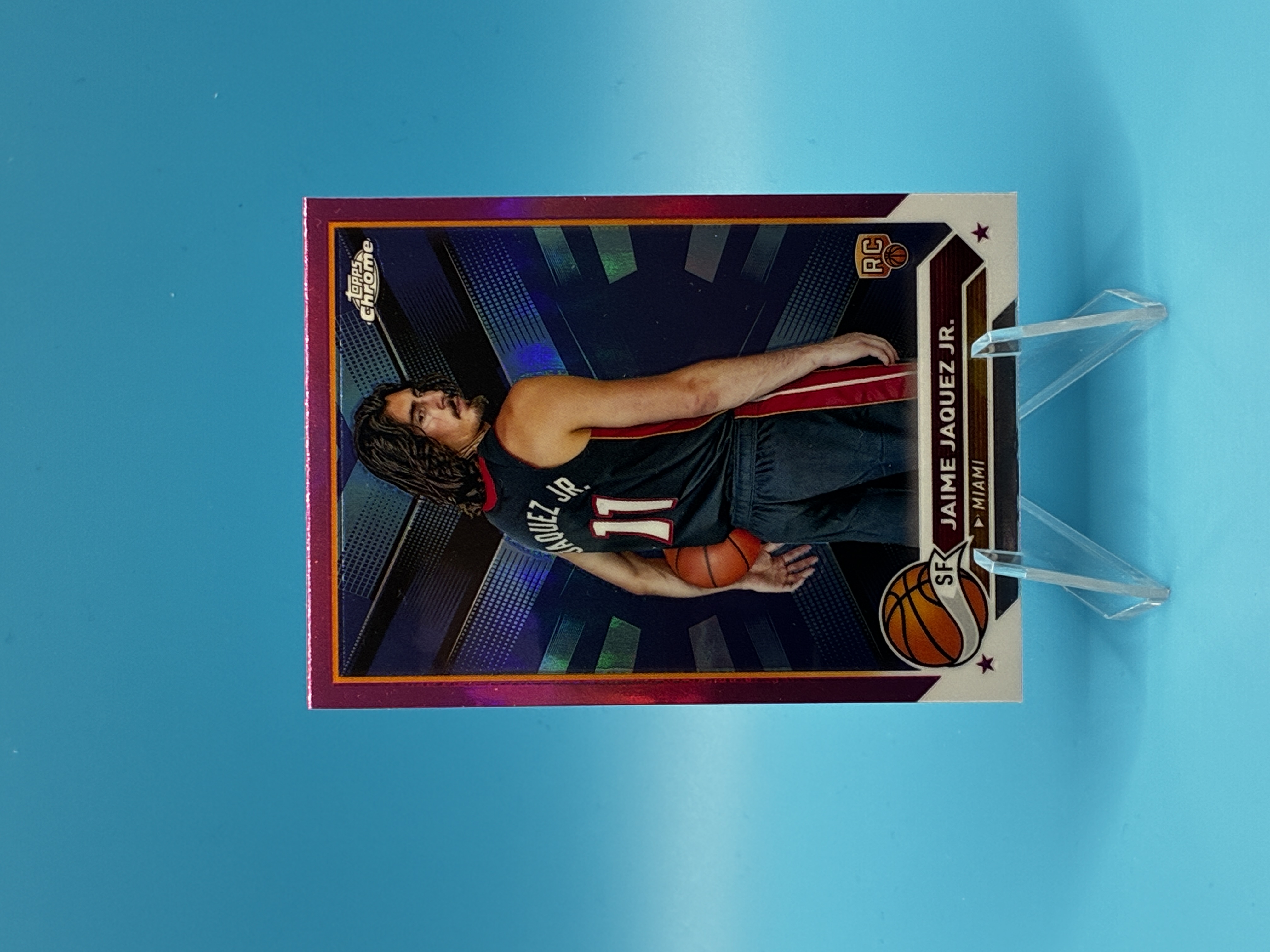 2023/2024 Topps Chrome Jaime Jaquez Jr. Pink Refractor #121 Miami Heat – Vorderseite