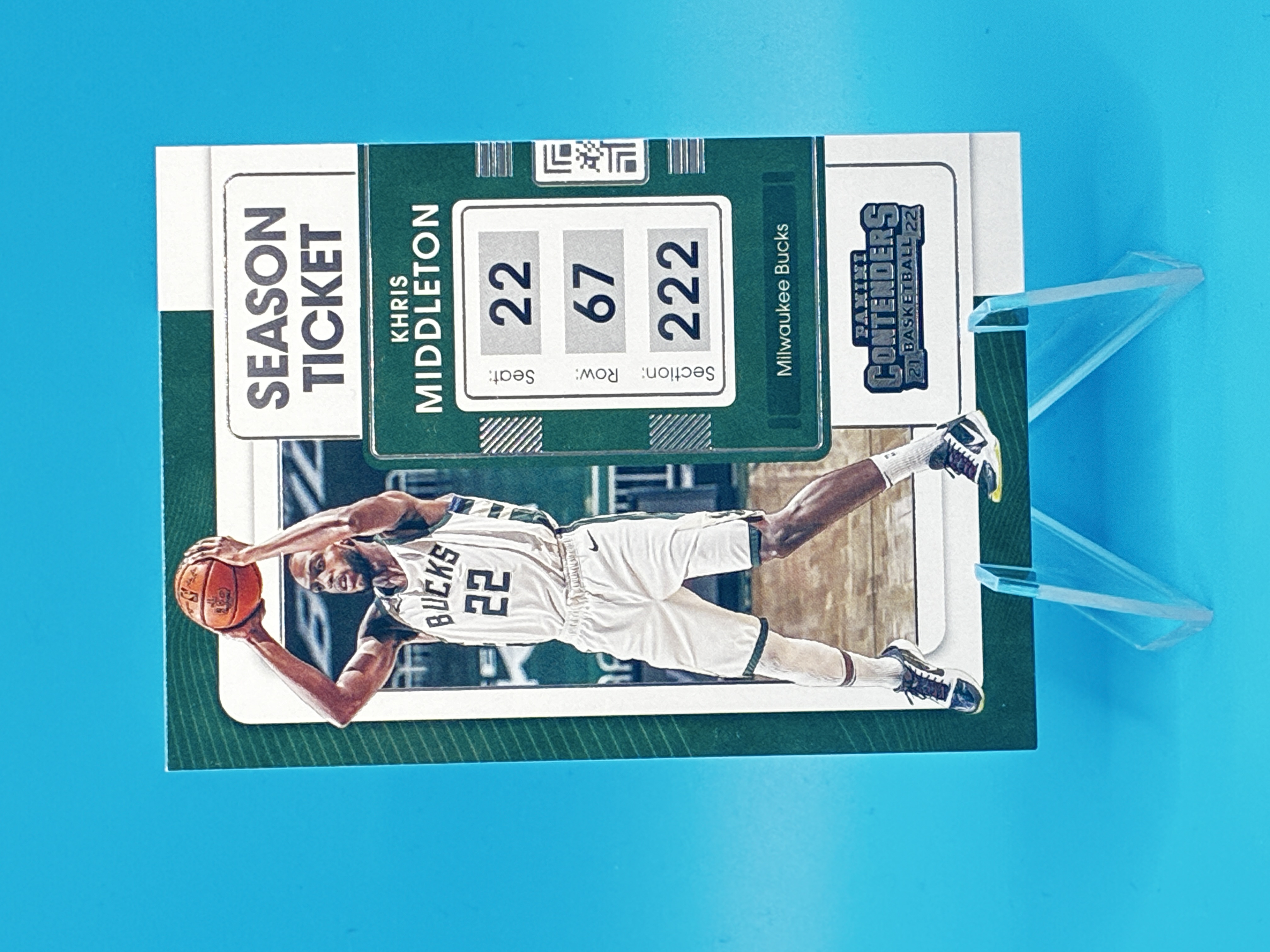 2021/2022 Panini Contenders Basketball Khris Middleton Season Ticket #83 Milwaukee Bucks – Vorderseite