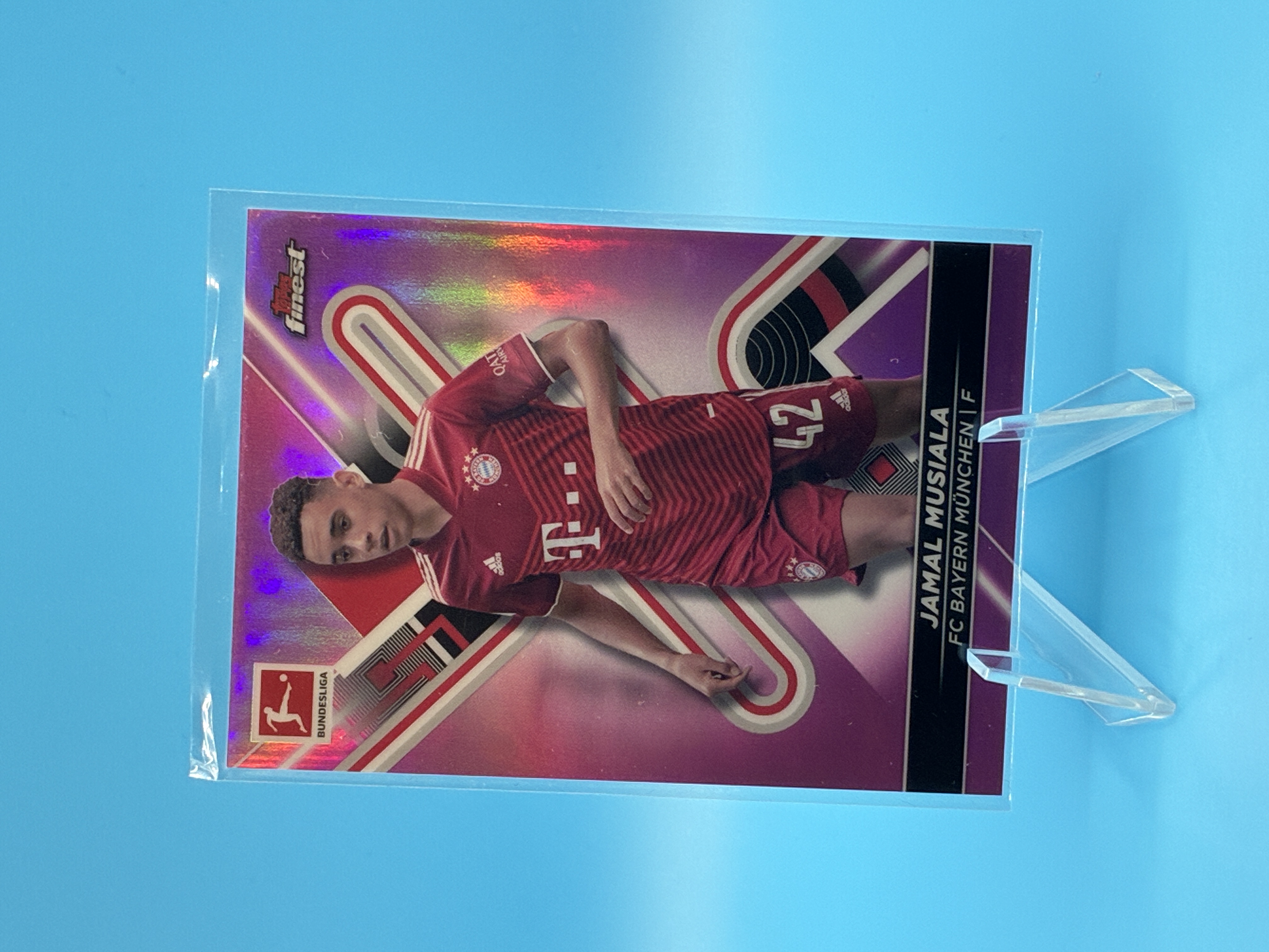 2020/2021 Topps Finest Jamal Musiala Pink 141/300 #134 FC Bayern München – Vorderseite