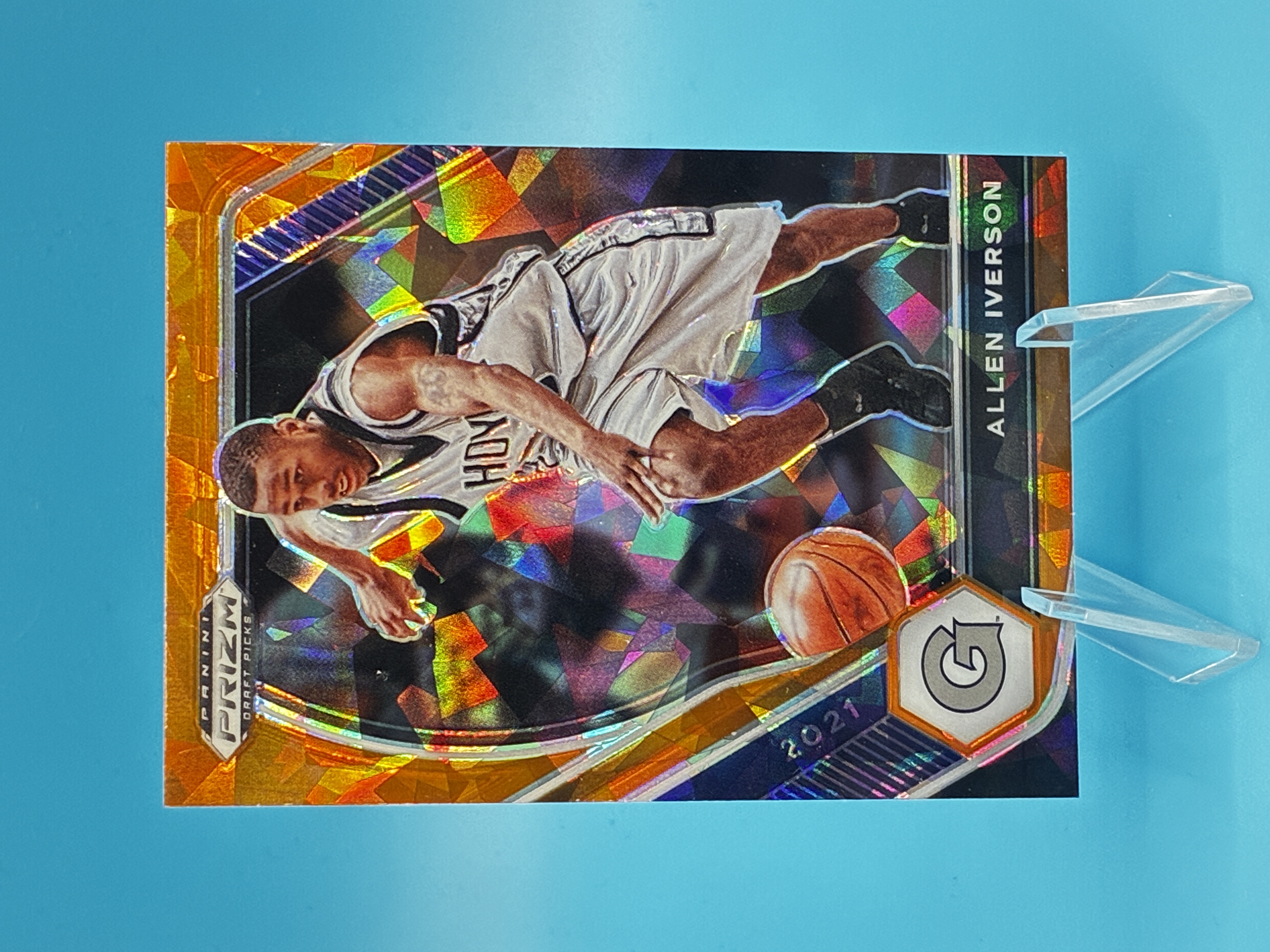 2021 Panini Prizm Draft Picks Allen Iverson Orange Ice #85 Georgetown Hoyas – Vorderseite