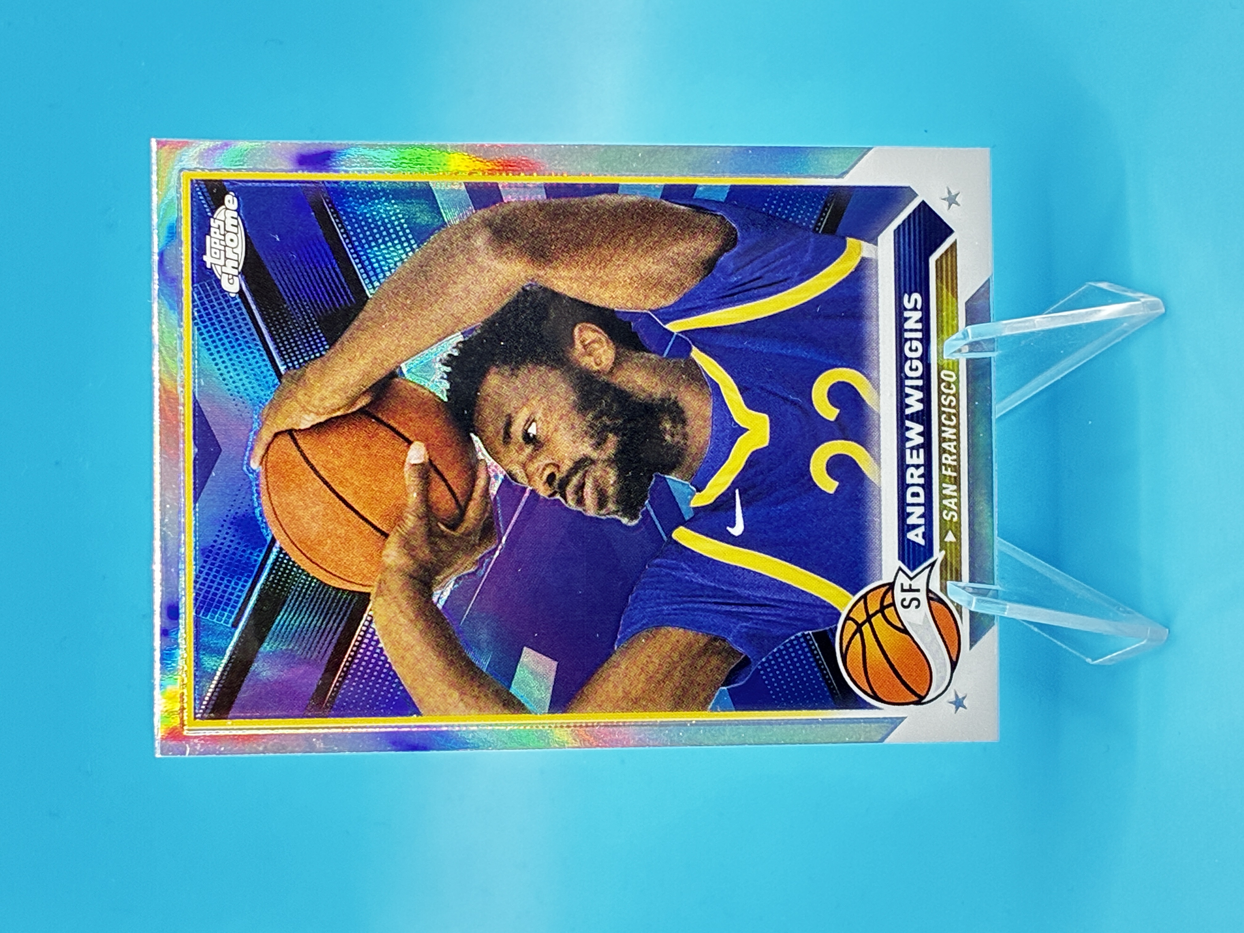 2023/2024 Topps Chrome Andrew Wiggins Refractor #28 Golden State Warriors – Vorderseite