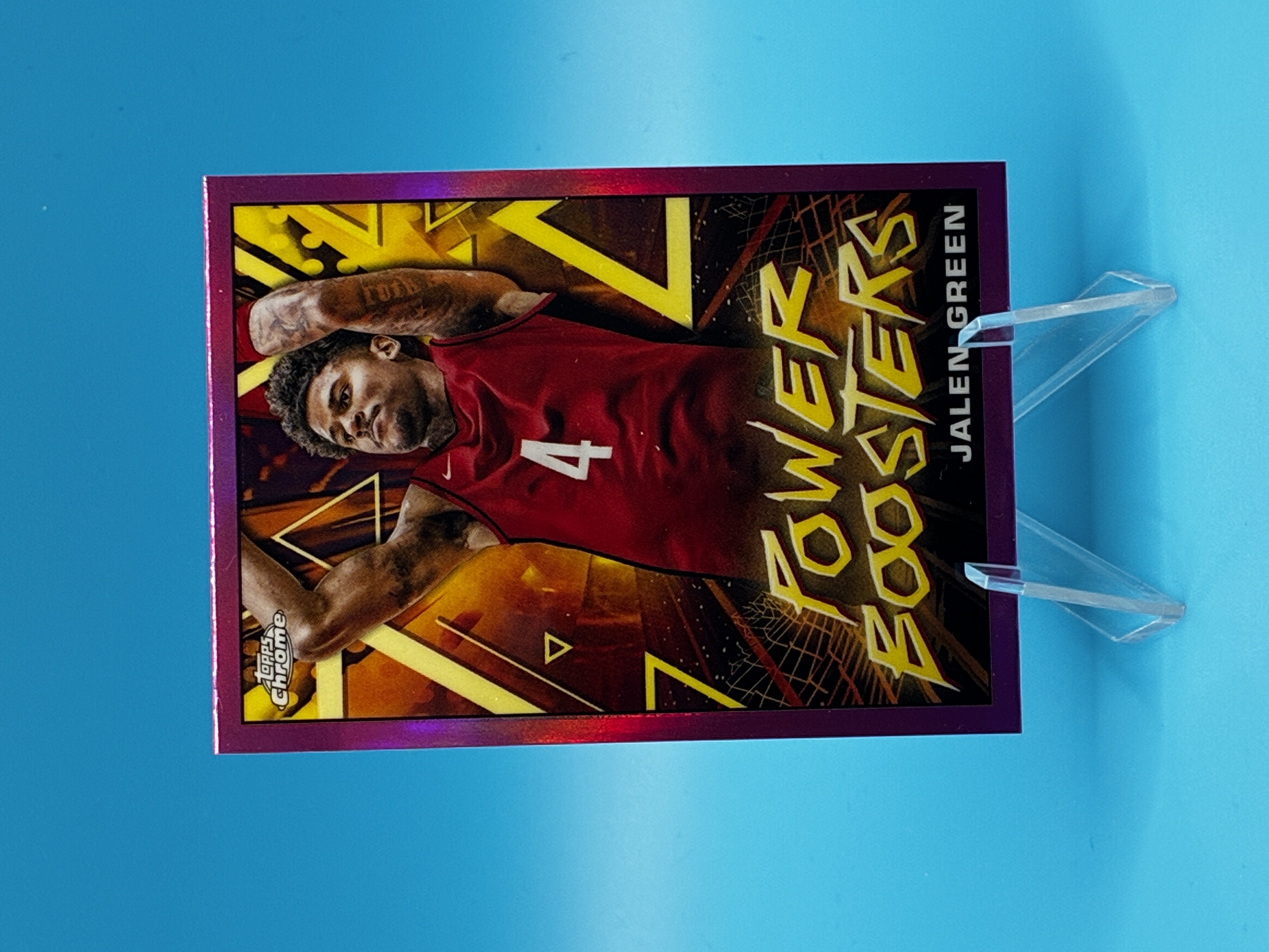2023/2024 Topps Chrome Jalen Green Pink Refractor Power Boosters #PB-2 Houston Rockets – Vorderseite