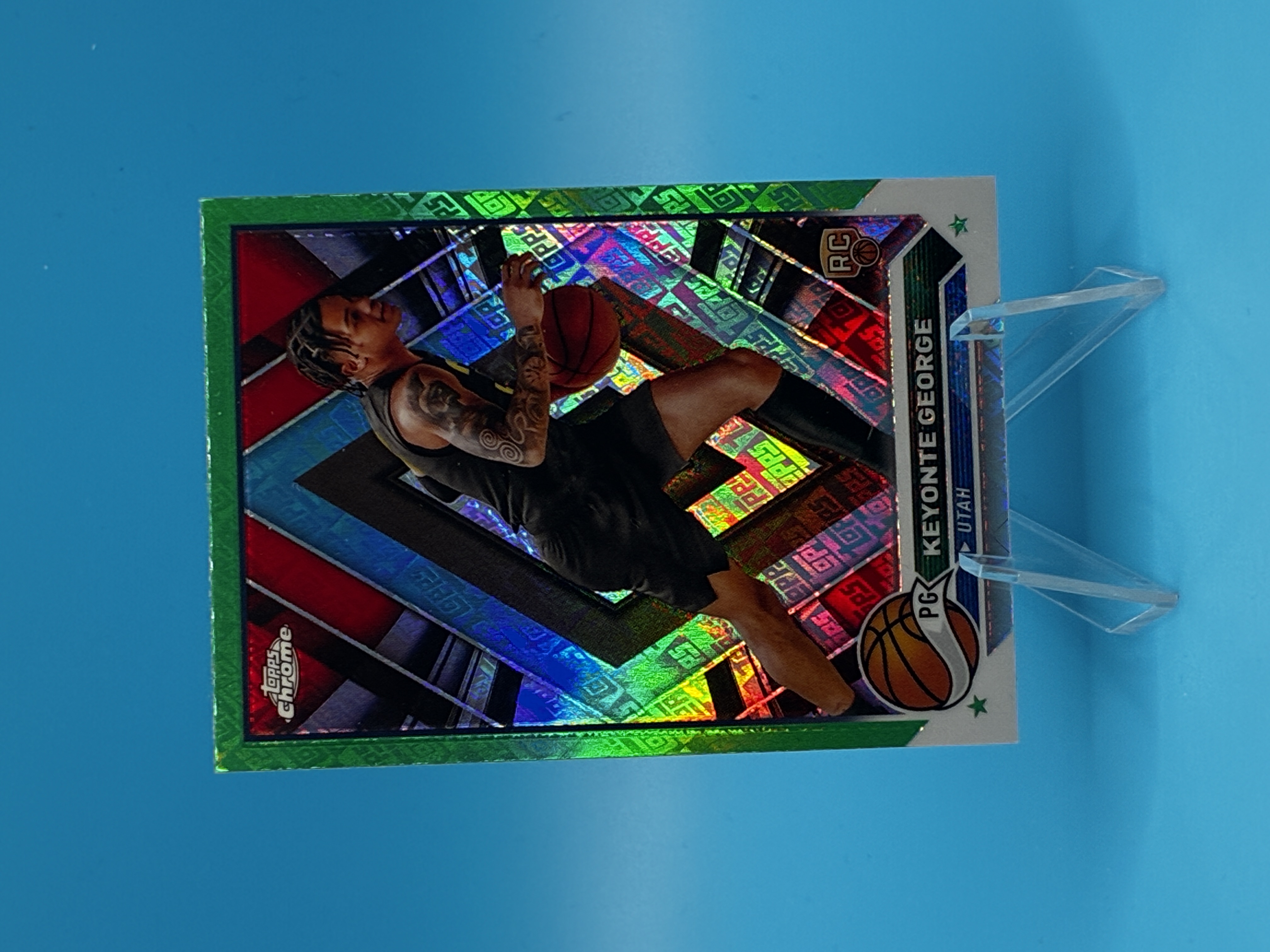 2023/2024 Topps Chrome Keyonte George Green Refractor #153 Utah Jazz – Vorderseite