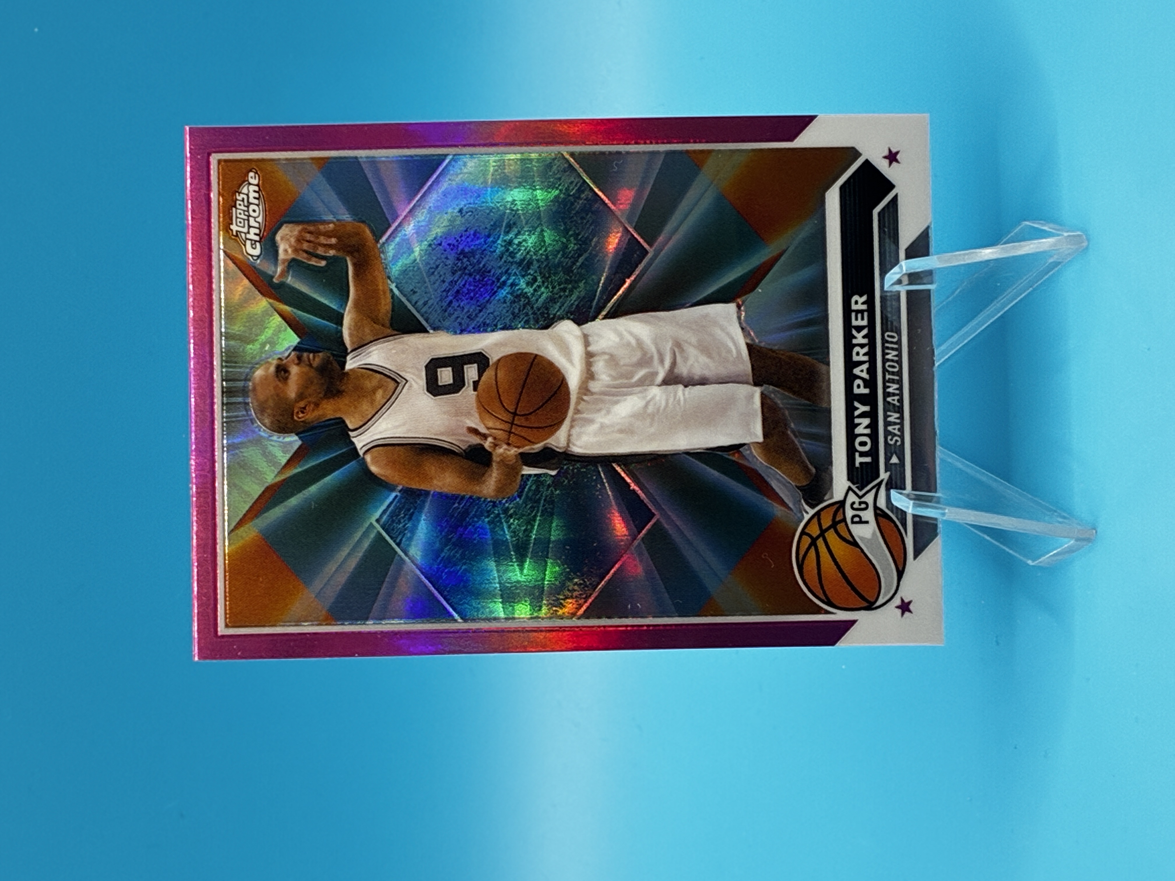 2023/2024 Topps Chrome Tony Parker Pink Refractor #104 San Antonio Spurs – Vorderseite