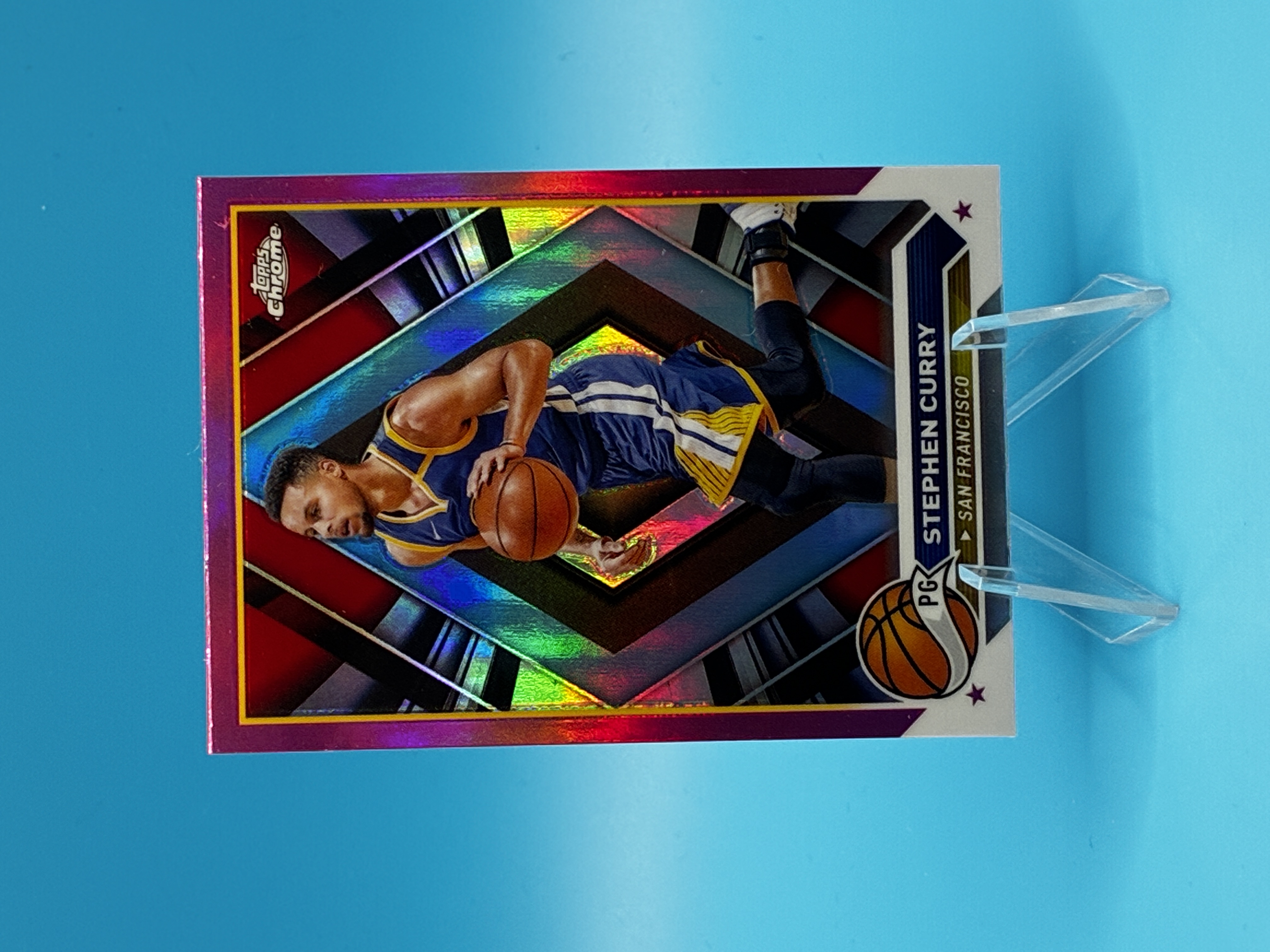 2023/2024 Topps Chrome Stephen Curry Pink Refractor #30 Golden State Warriors – Vorderseite