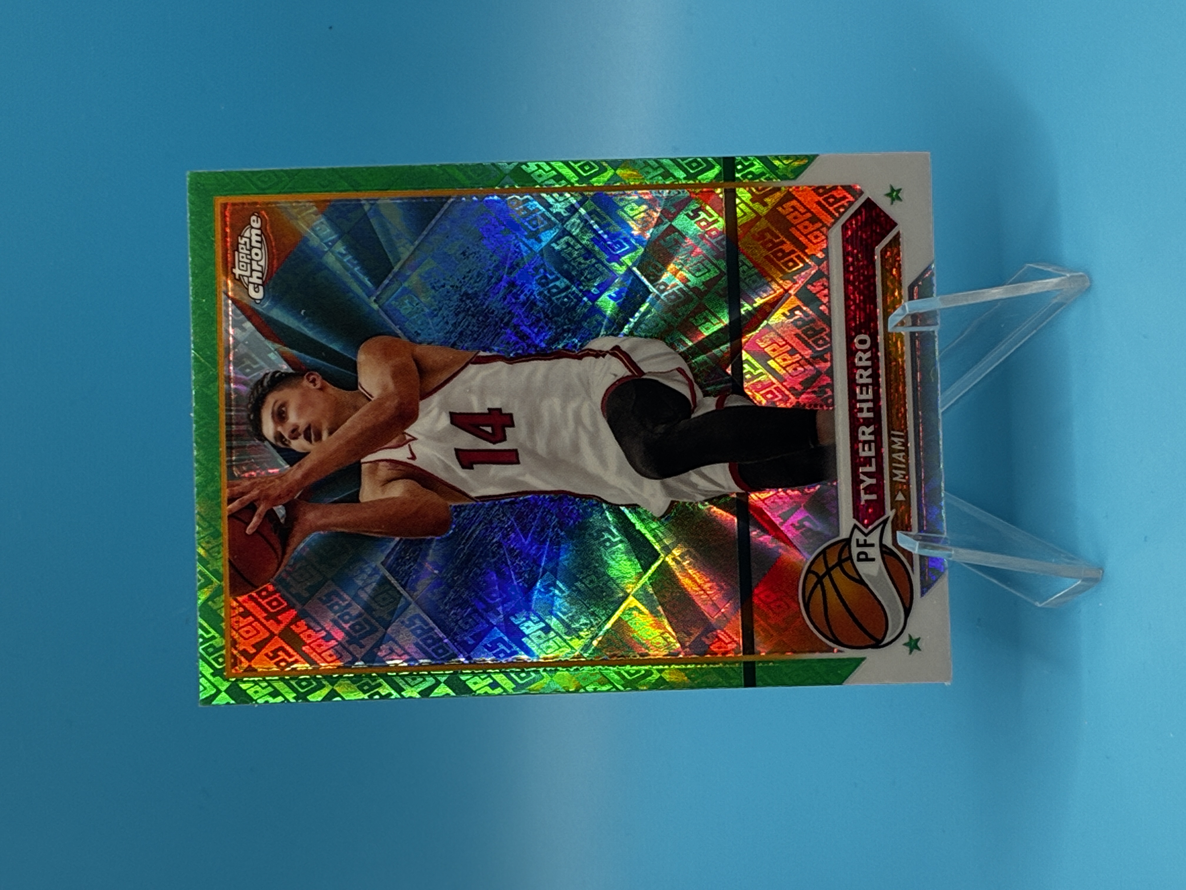 2023/2024 Topps Chrome Tyler Herro Green Refractor #14 Miami Heat – Vorderseite