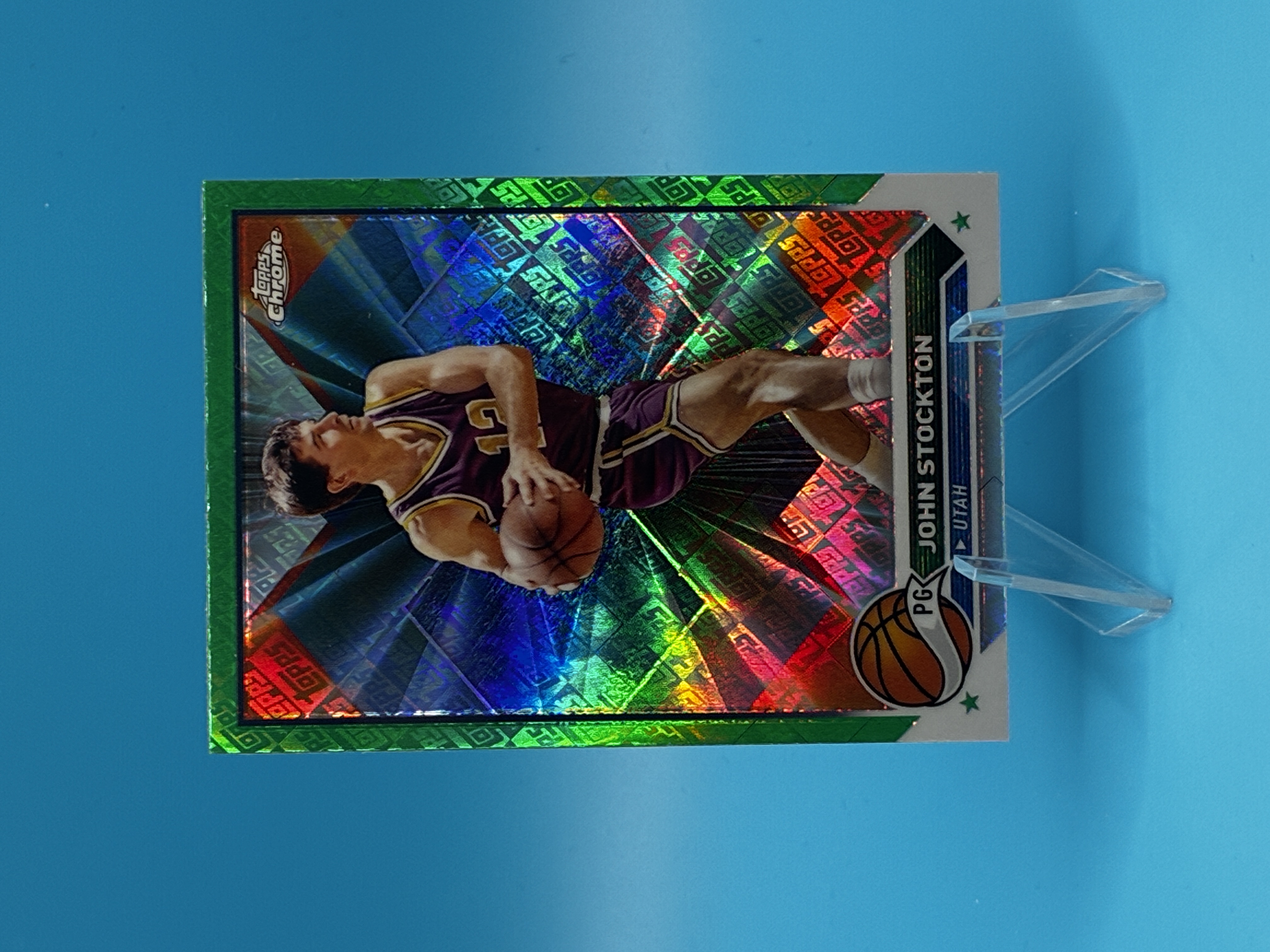 2023/2024 Topps Chrome John Stockton Green Refractor #149 Utah Jazz – Vorderseite