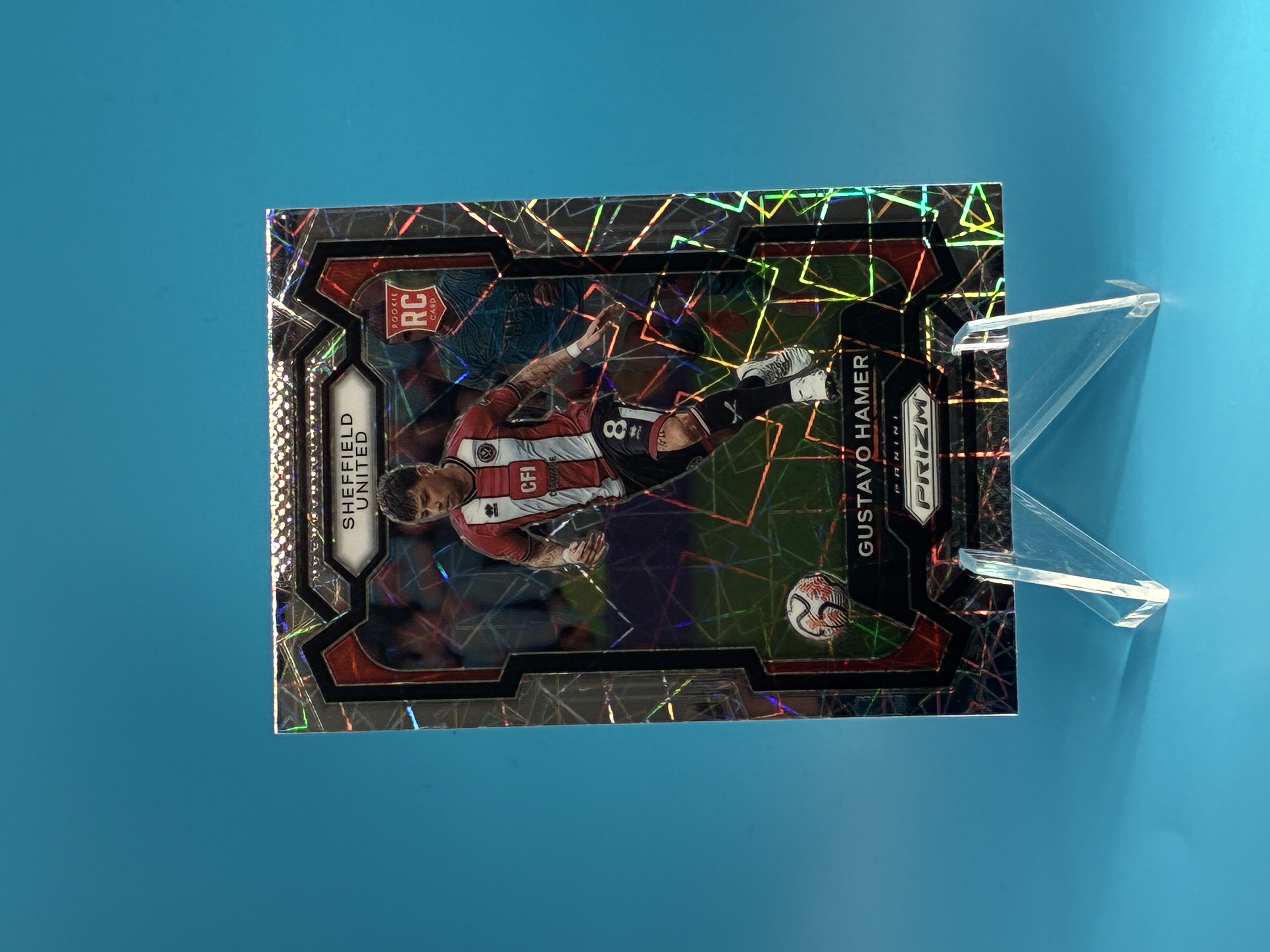 2023/2024 Panini Prizm Gustavo Hamer Cracked Ice #277 Sheffield United – Vorderseite