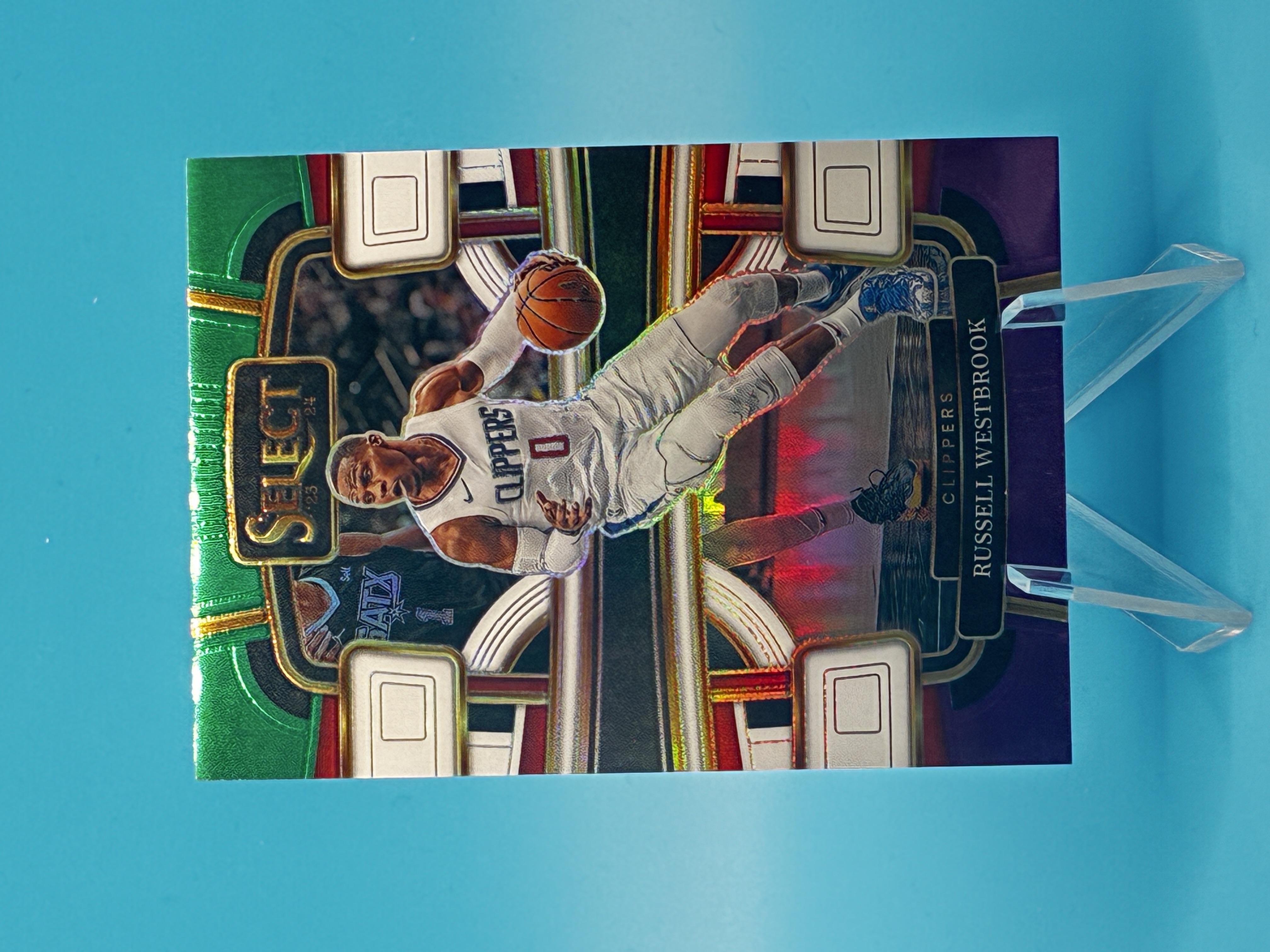 2023/2024 Panini Select Russell Westbrook Green White Purple Concourse #55 Los Angeles Clippers – Vorderseite