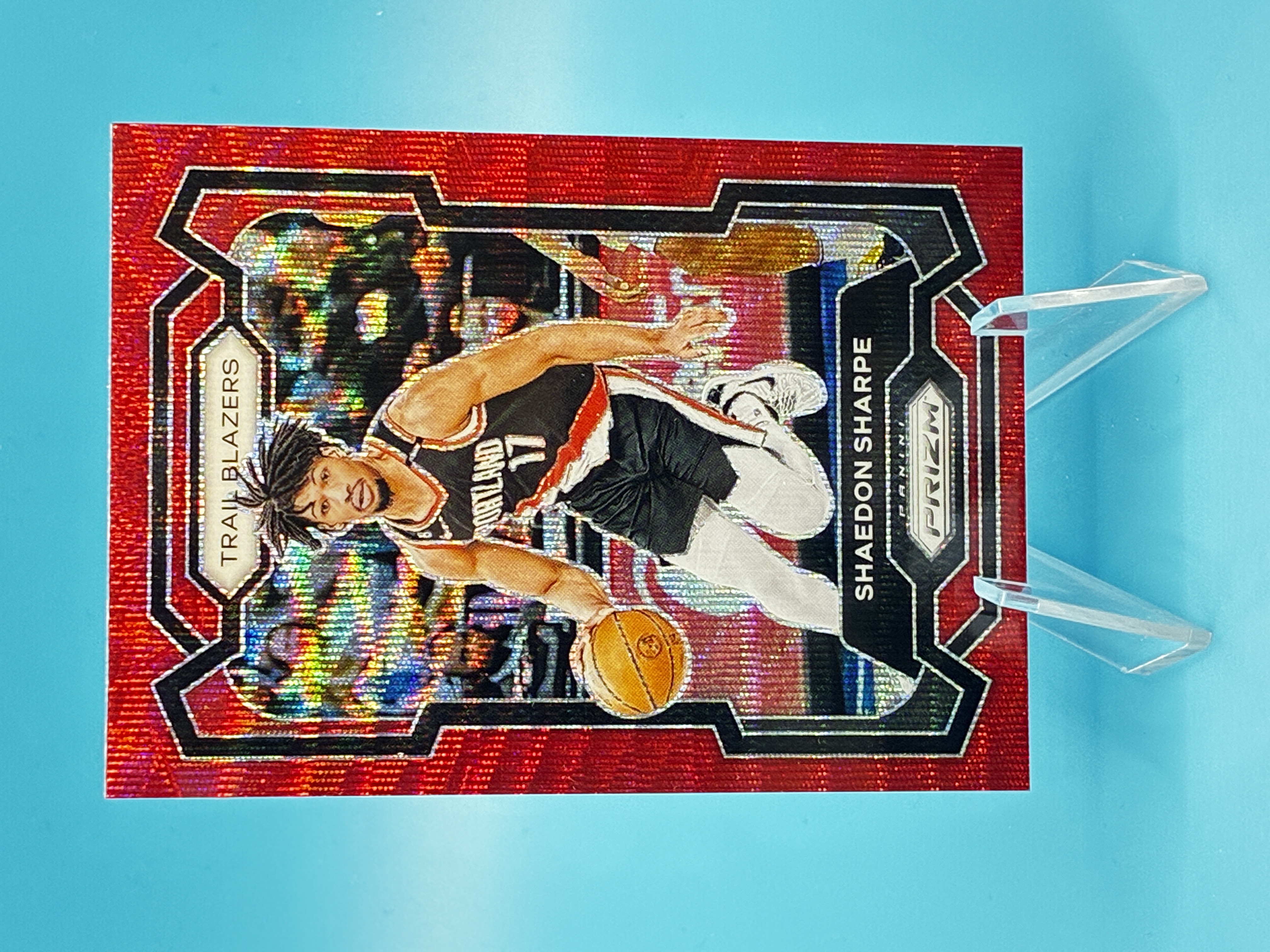 2023/2024 Panini Prizm Shaedon Sharpe Ruby Wave #104 Portland Trail Blazers – Vorderseite