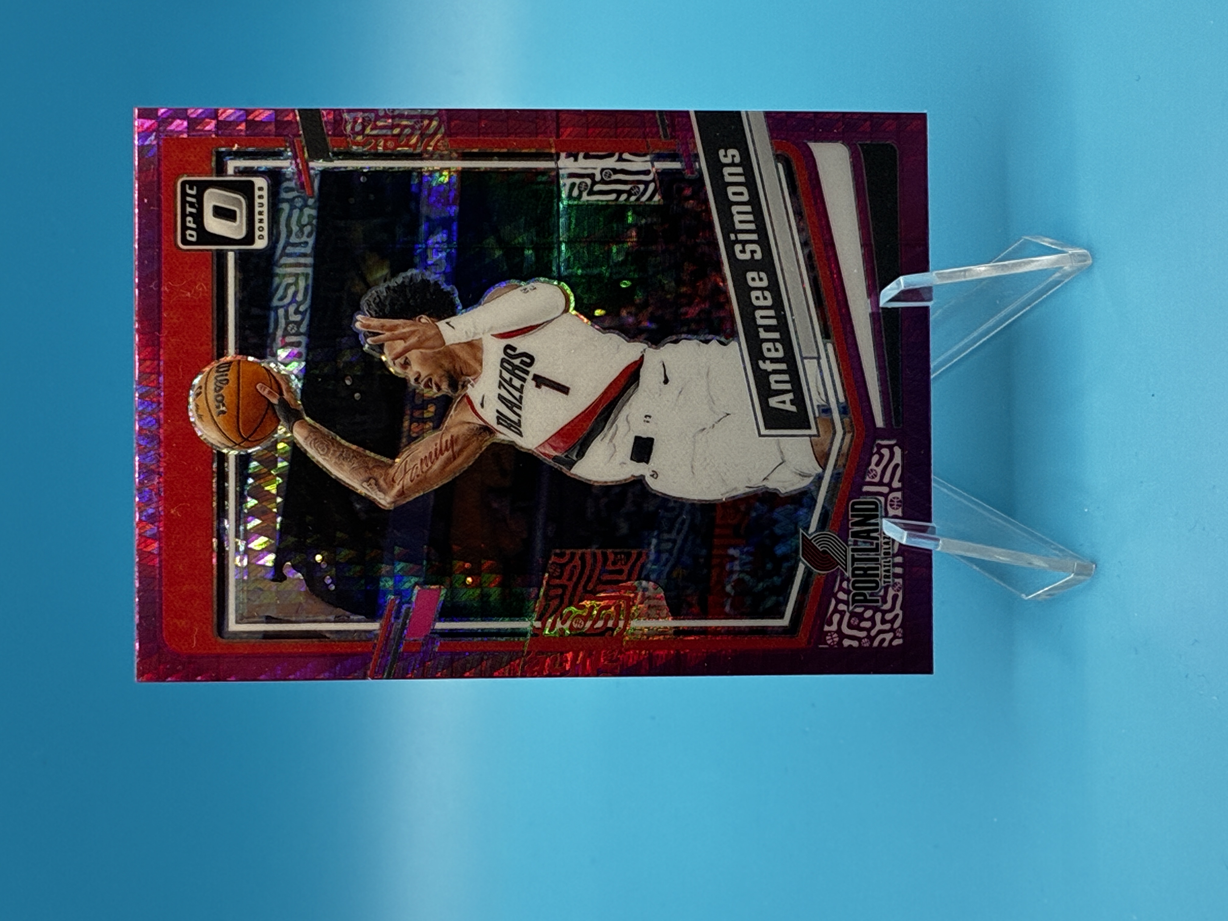 2023/2024 Panini Optic Anfernee Simons Pink Velocity #153 Portland Trail Blazers – Vorderseite