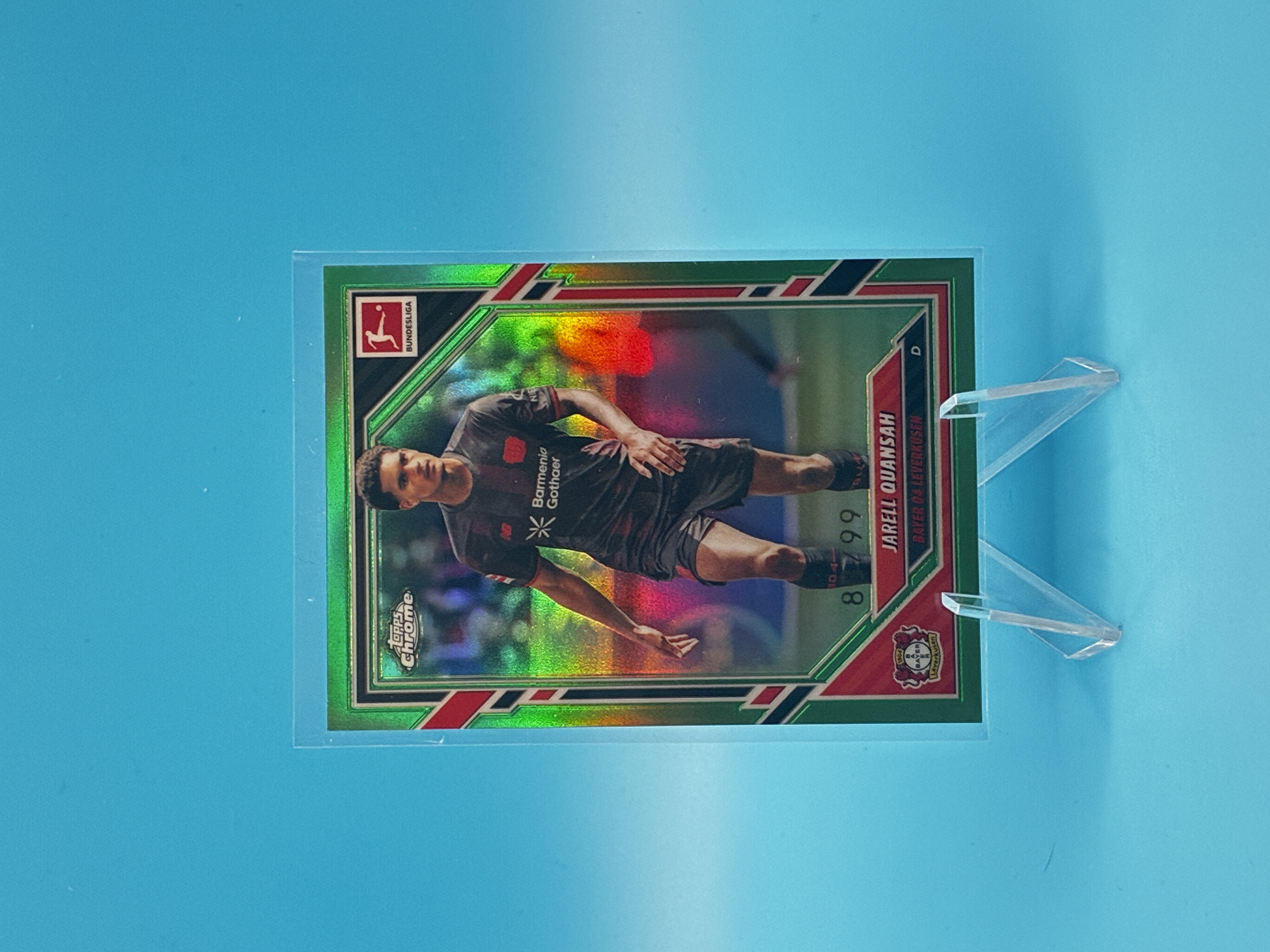 2025/2026 Topps Chrome Jarell Quansah Green 88/99 #62 Bayer 04 Leverkusen – Vorderseite