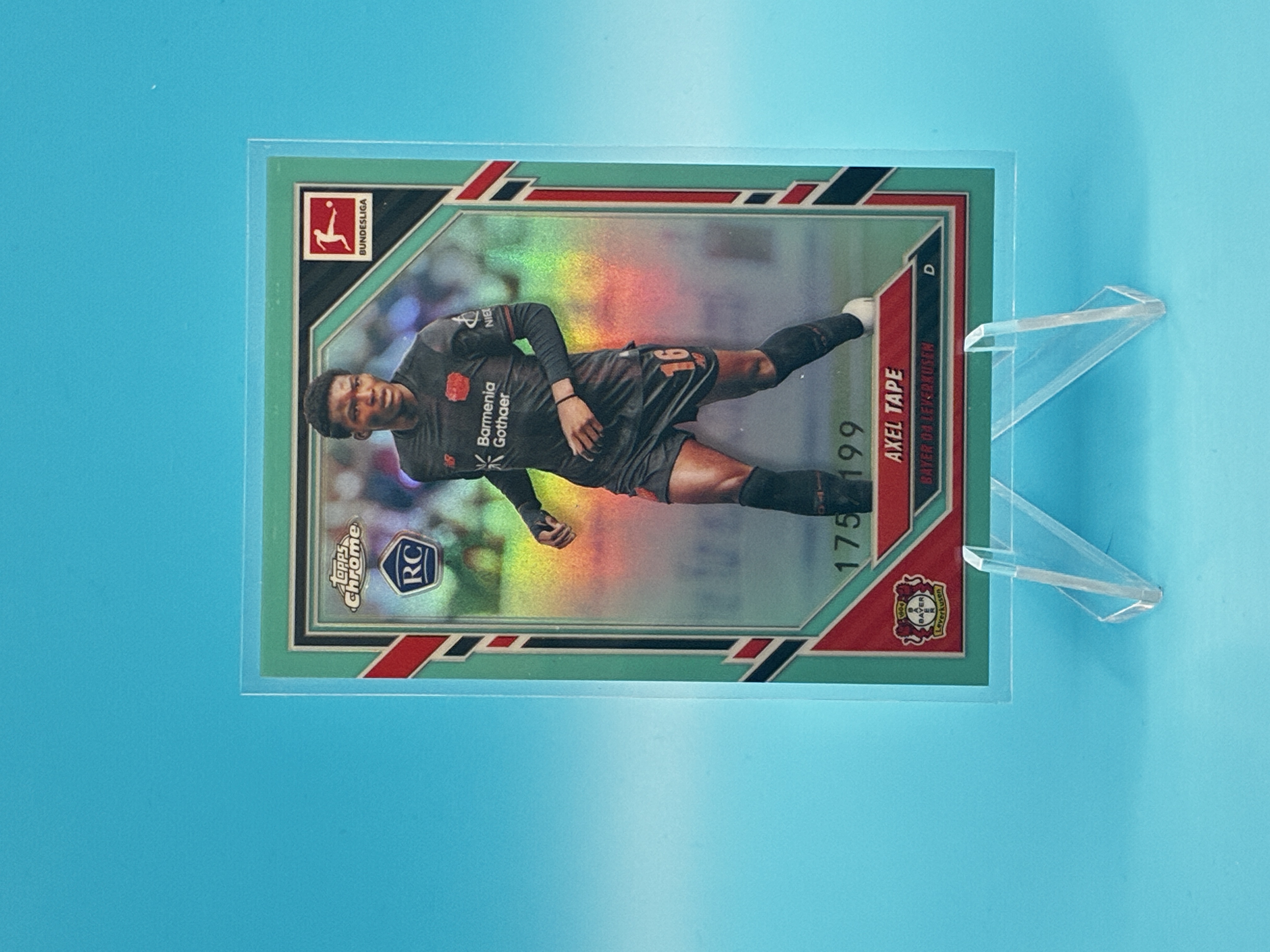 2025/2026 Topps Chrome Axel Tape Aqua 175/199 #63 Bayer 04 Leverkusen – Vorderseite