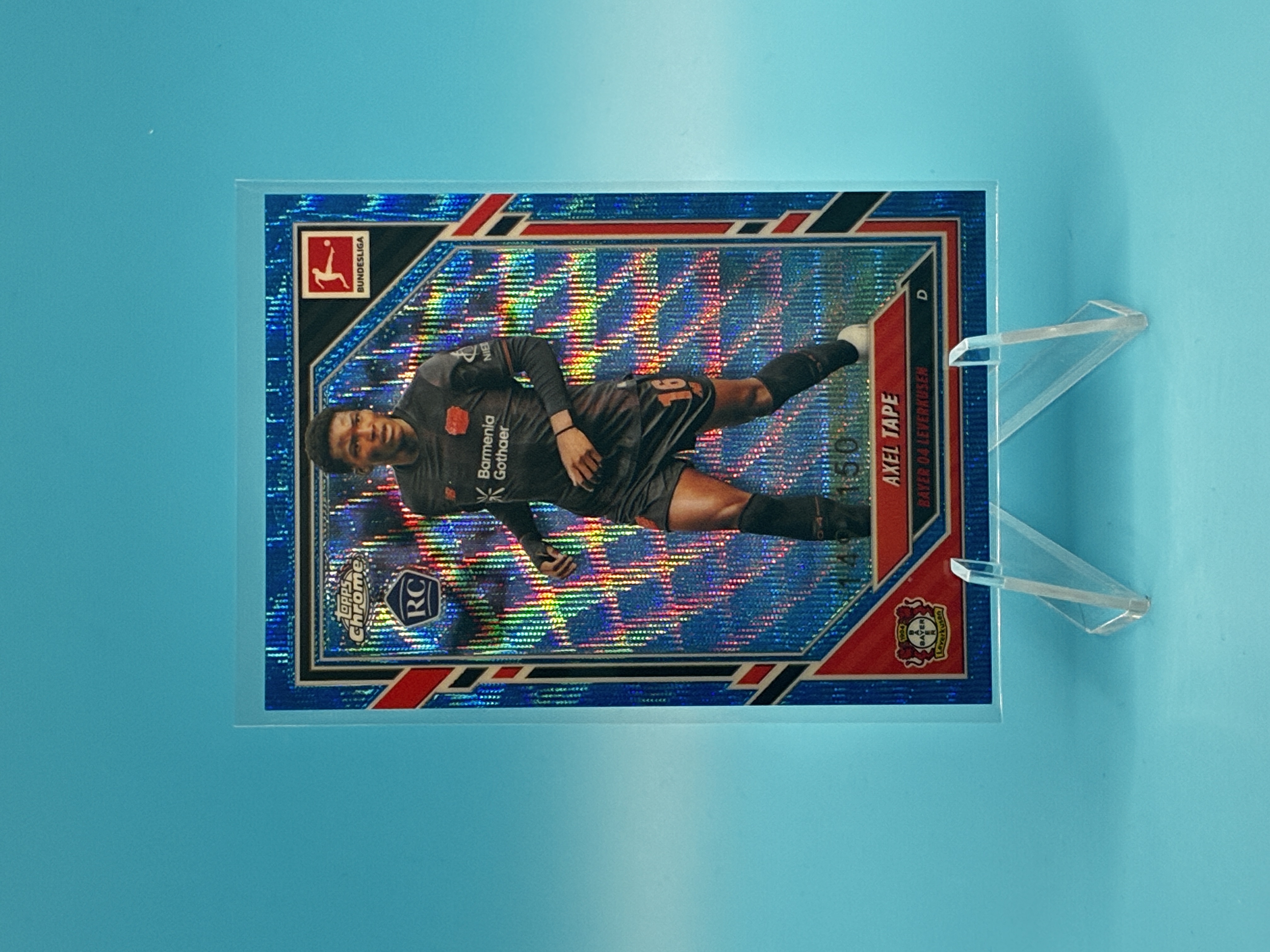 2025/2026 Topps Chrome Axel Tape Blue 149/150 #63 Bayer 04 Leverkusen – Vorderseite