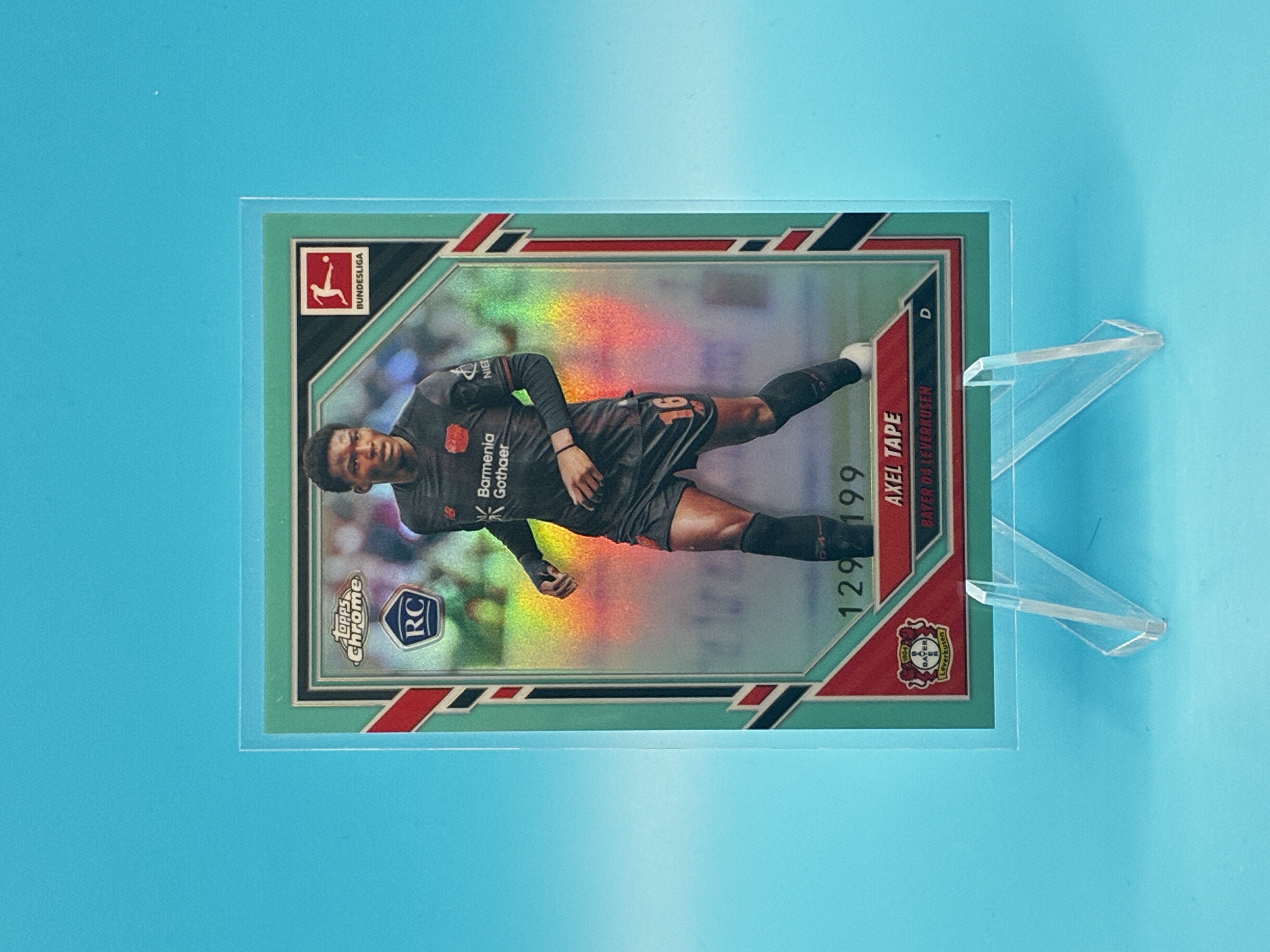 2025/2026 Topps Chrome Axel Tape Aqua 129/199 #63 Bayer 04 Leverkusen – Vorderseite