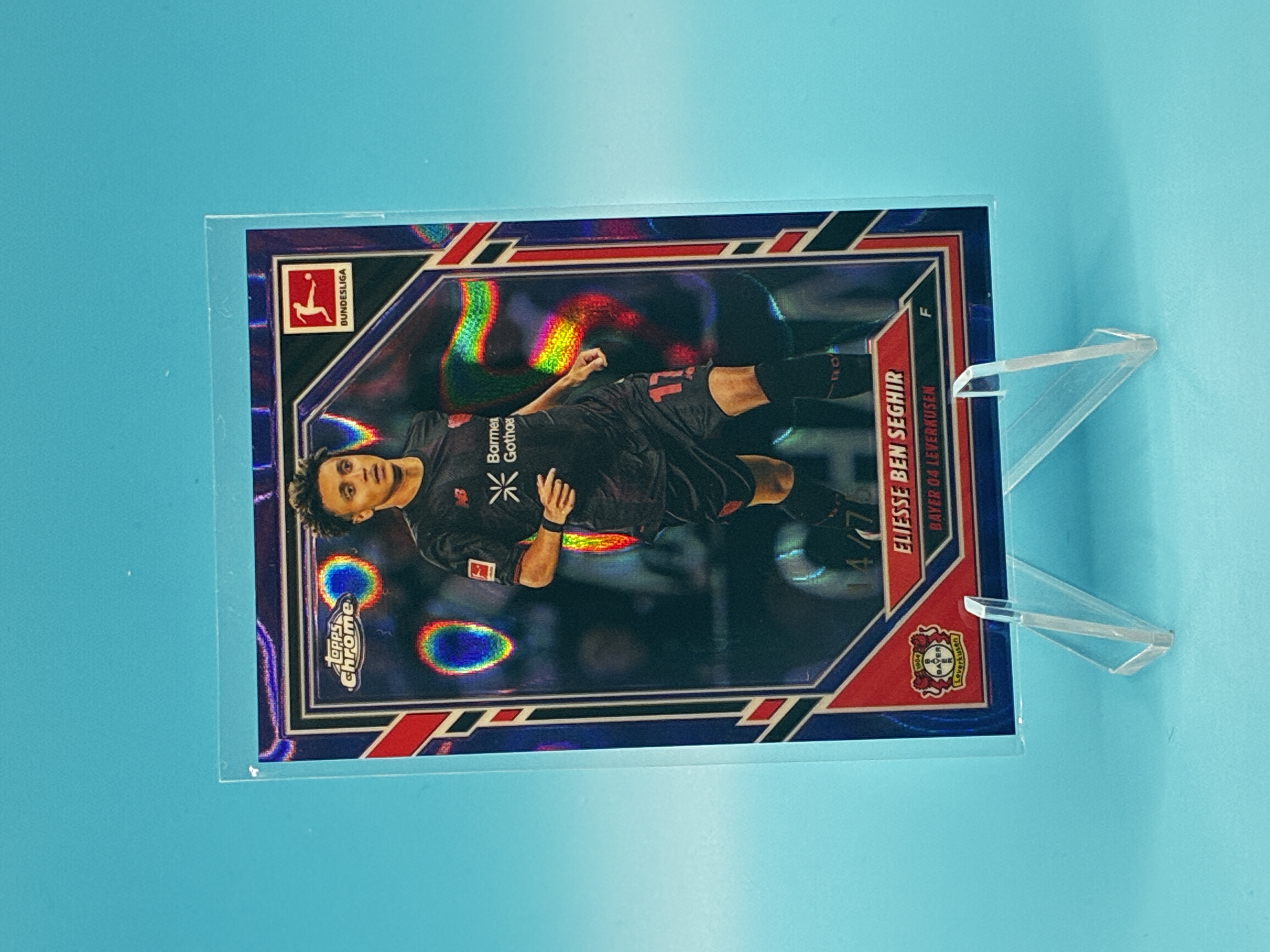 2025/2026 Topps Chrome Eliesse Ben Seghir Purple 14/75 #66 Bayer 04 Leverkusen – Vorderseite