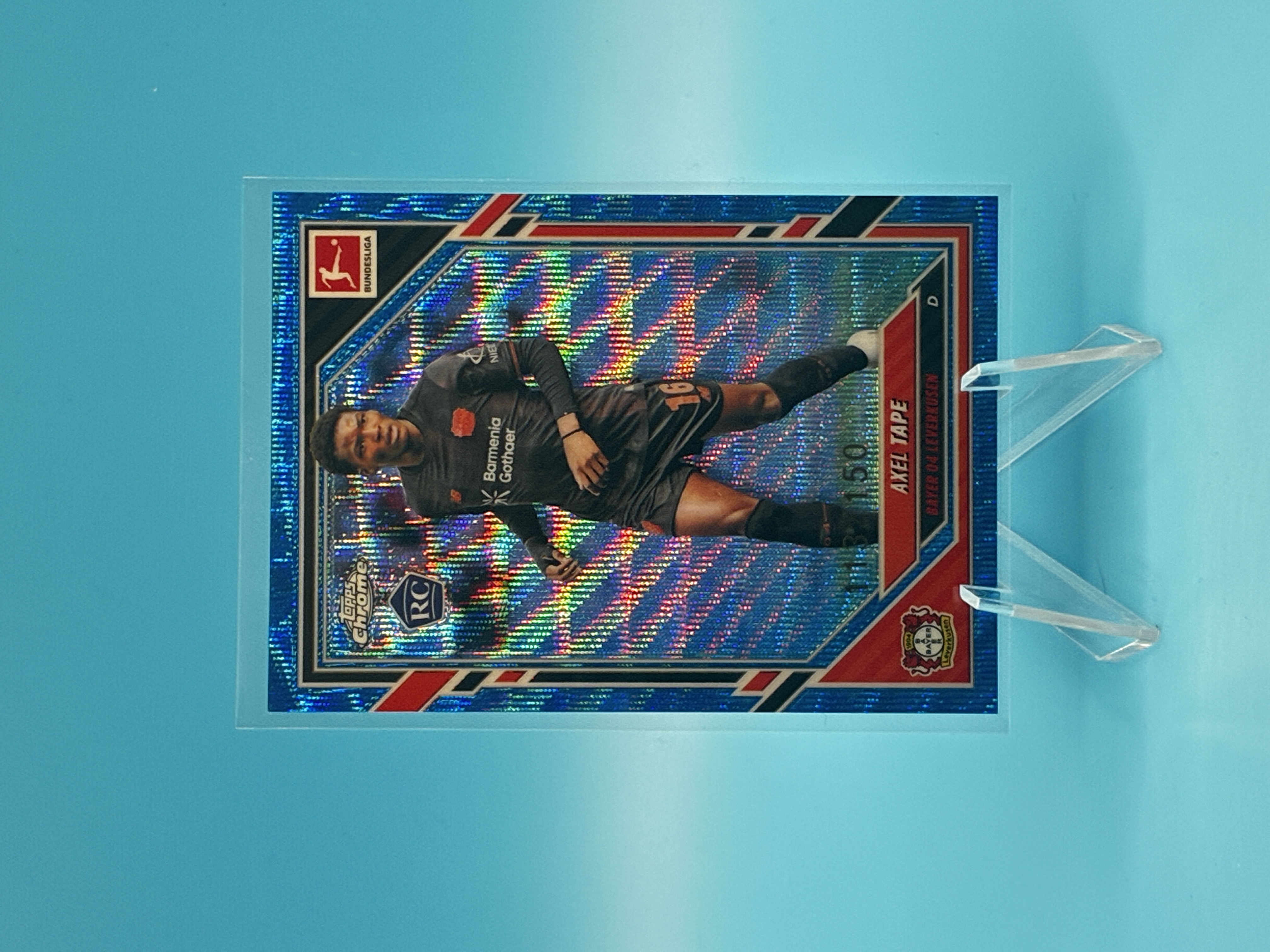 2025/2026 Topps Chrome Axel Tape Blue 113/150 #63 Bayer 04 Leverkusen – Vorderseite