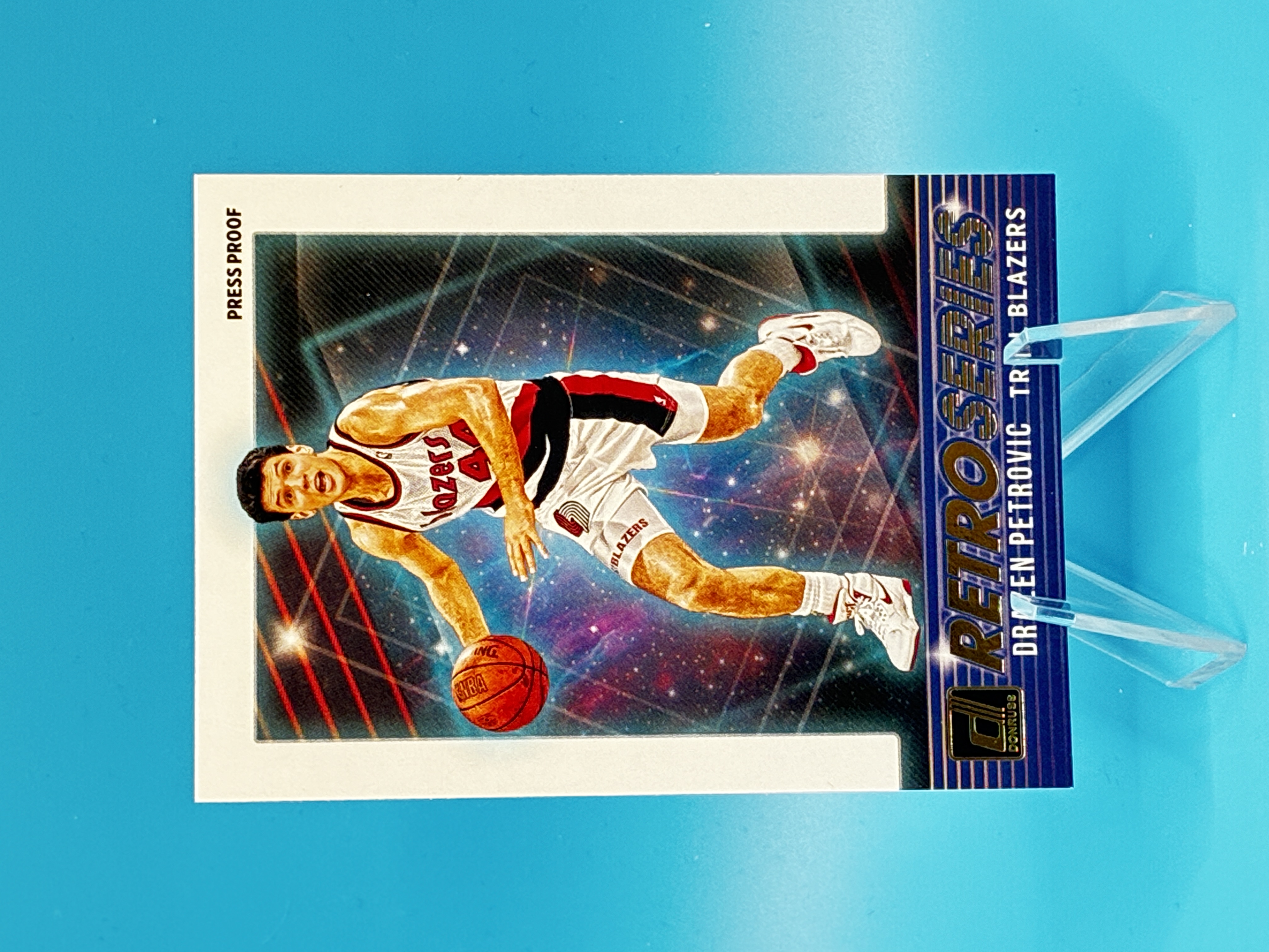 2021/2022 Panini Donruss Drazen Petrovic Press Proof Retro Series #9 Portland Trail Blazers – Vorderseite