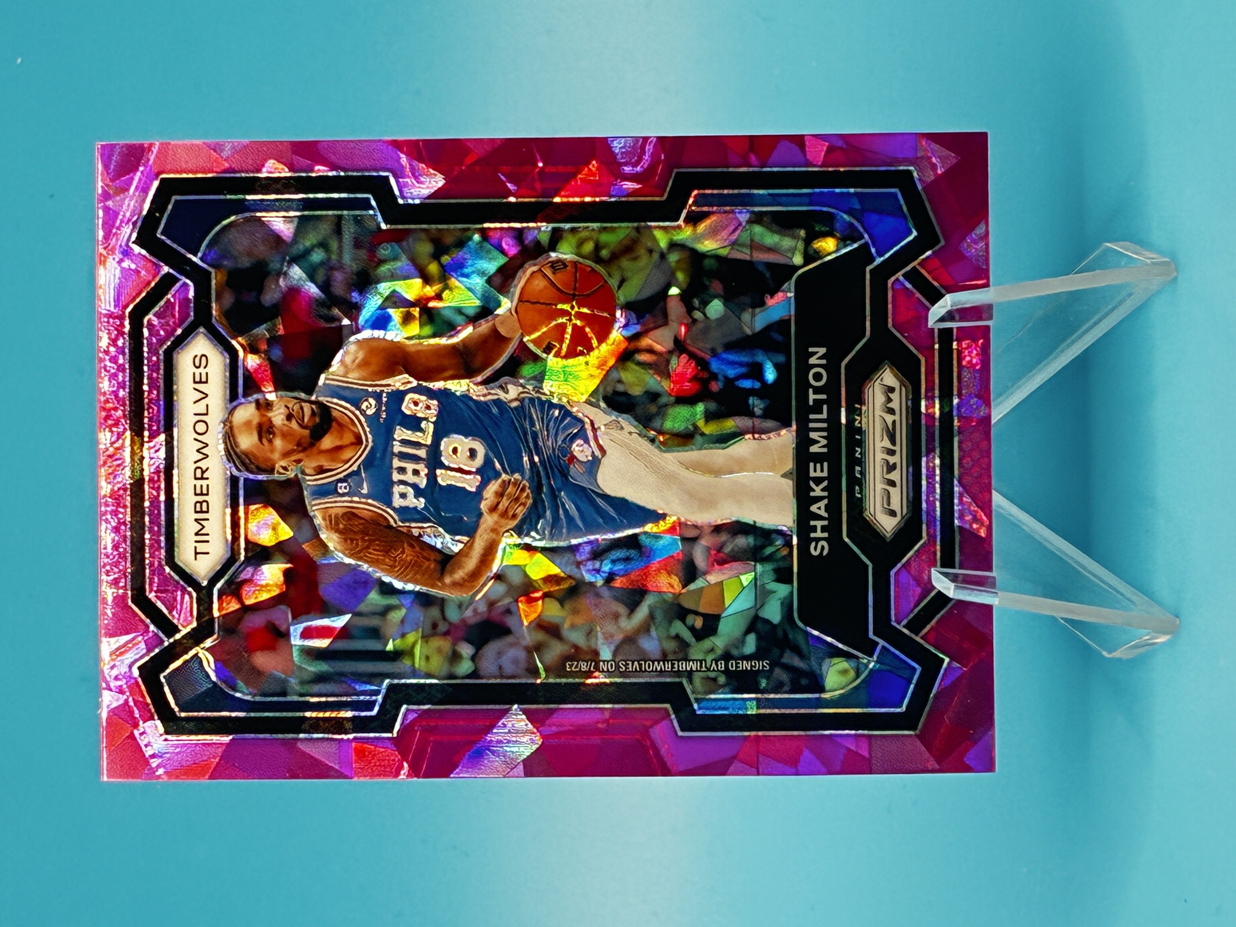2023/2024 Panini Prizm Shake Milton Pink Cracked Ice #215 Minnesota Timberwolves – Vorderseite
