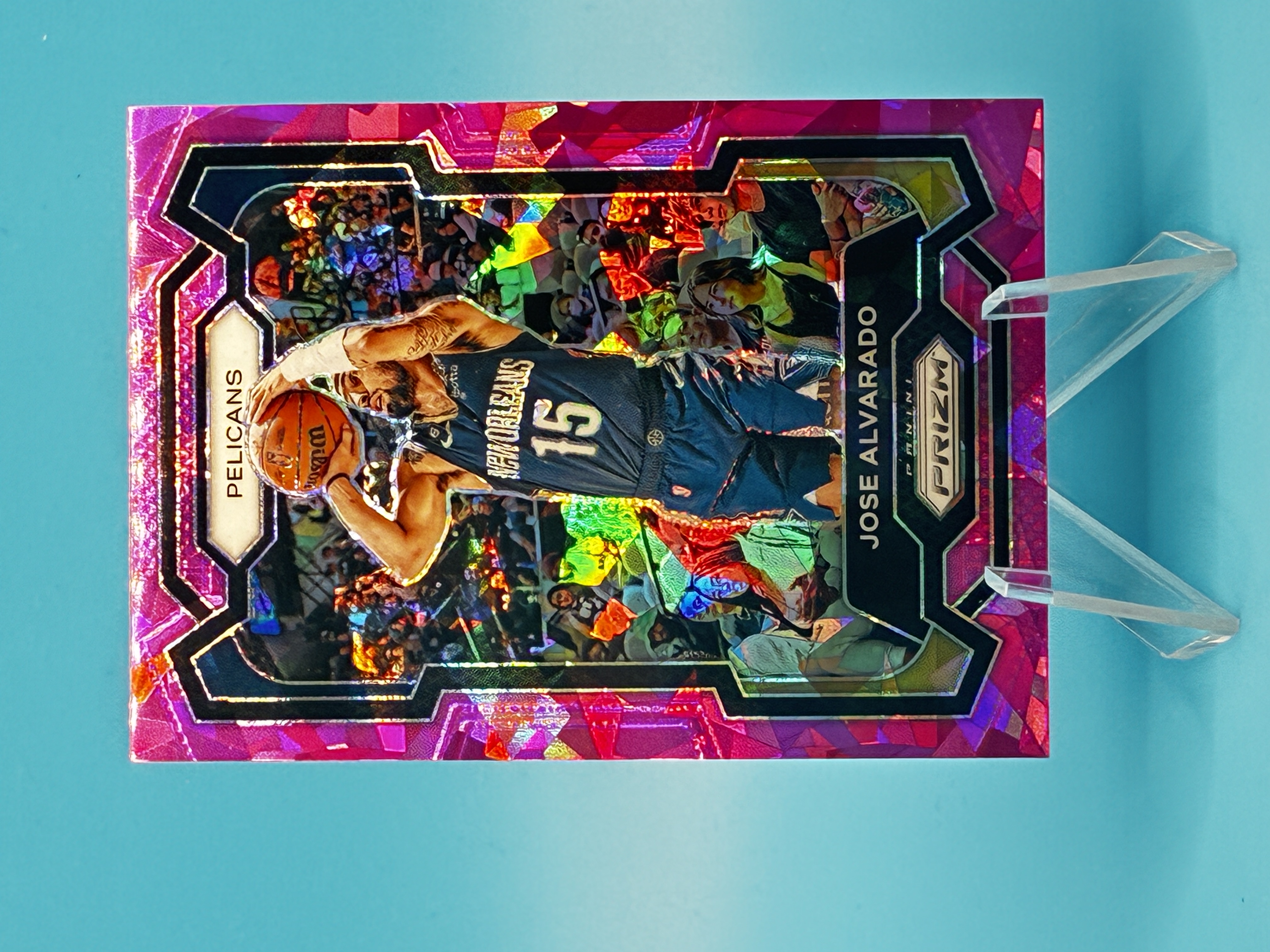 2023/2024 Panini Prizm Jose Alvarado Pink Cracked Ice #244 New Orleans Pelicans – Vorderseite