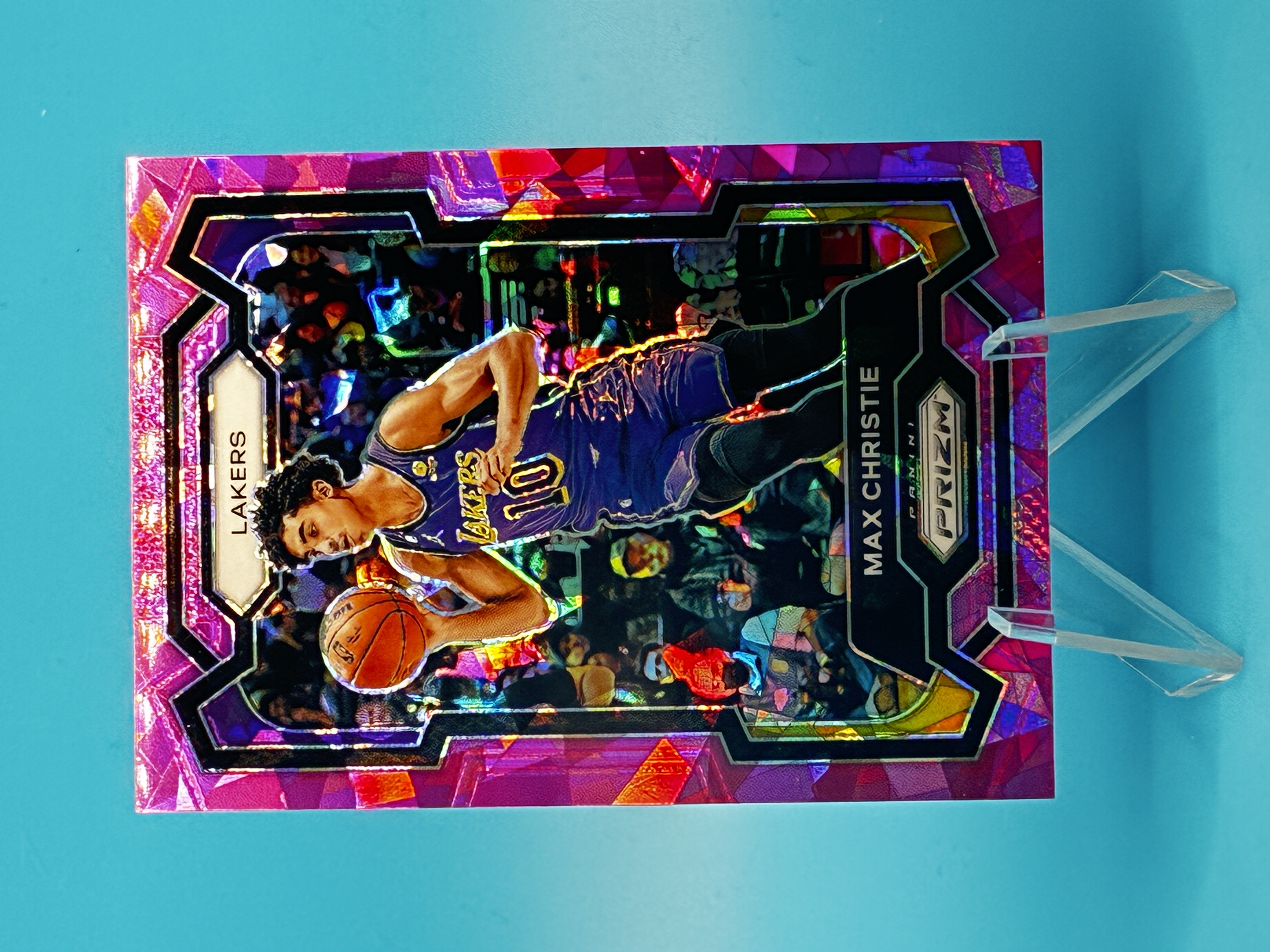 2023/2024 Panini Prizm Max Christie Pink Cracked Ice #123 Los Angeles Lakers – Vorderseite
