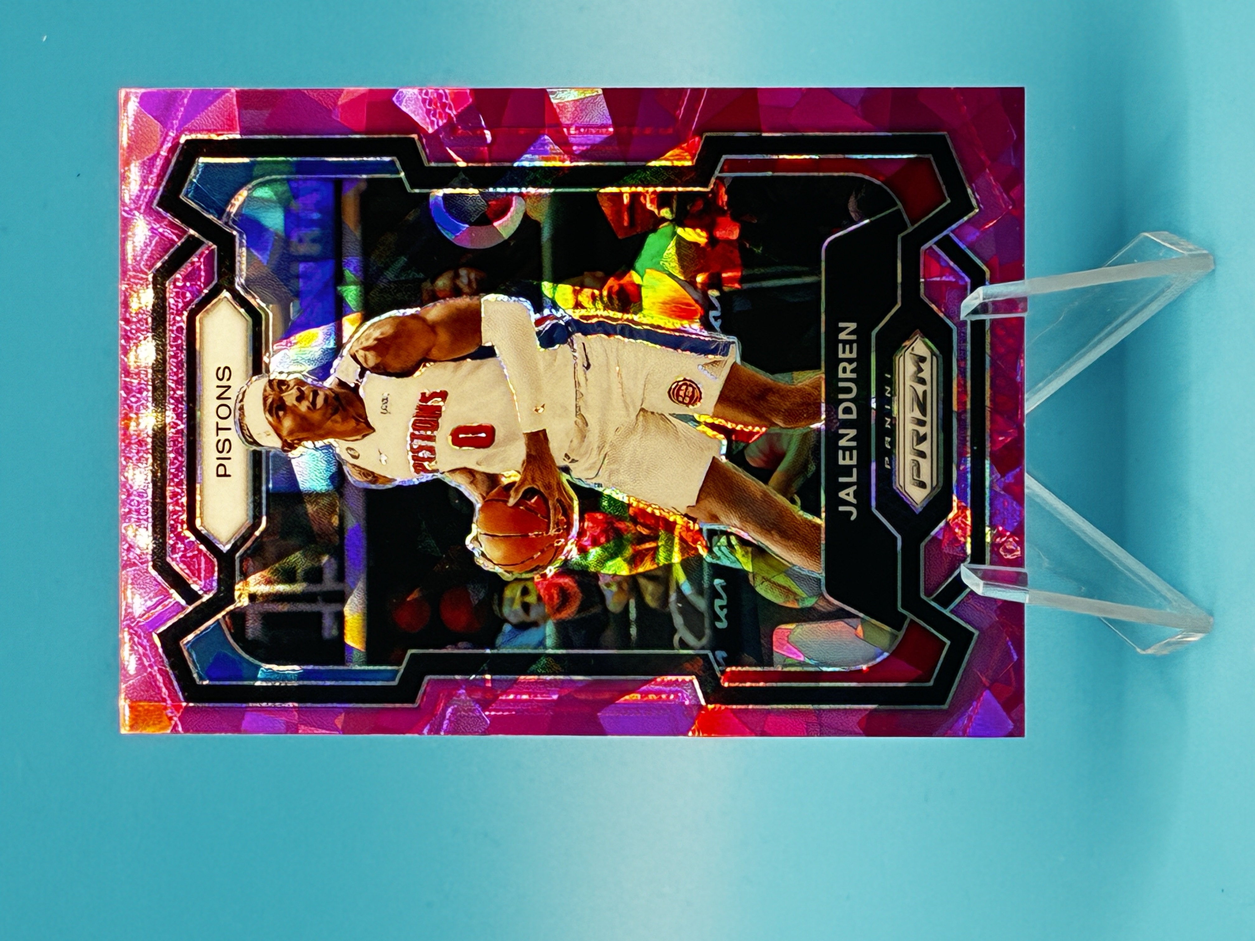 2023/2024 Panini Prizm Jalen Duren Pink Cracked Ice #210 Detroit Pistons – Vorderseite